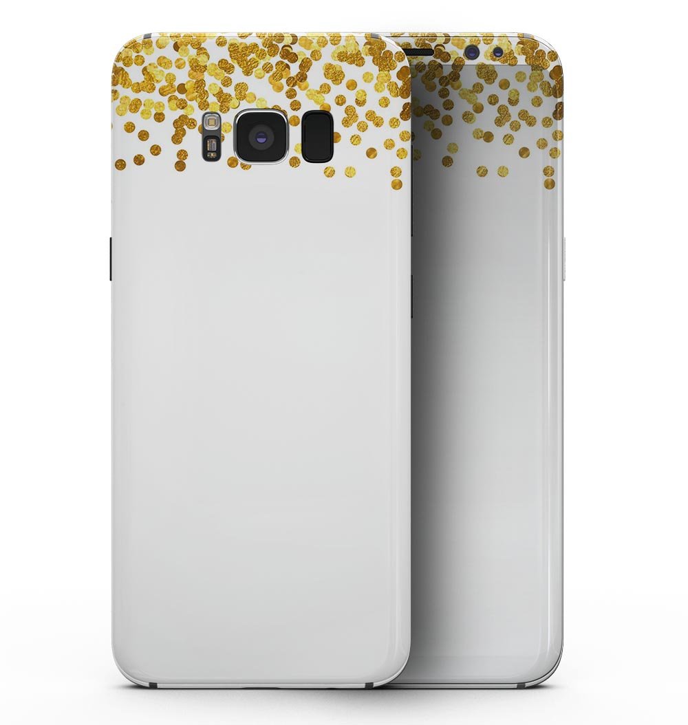 Samsung Galaxy S8 with Descending Scattered Golden Micro Dots skin, showcasing a stylish and protective design.