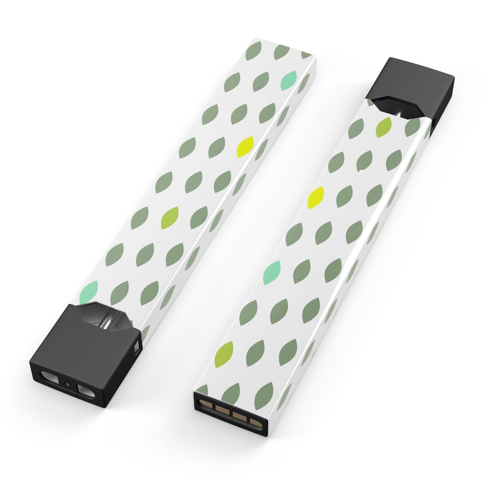 Descending Shades of Green Petals skin-wrap for JUUL device, showcasing vibrant green design and protective features.