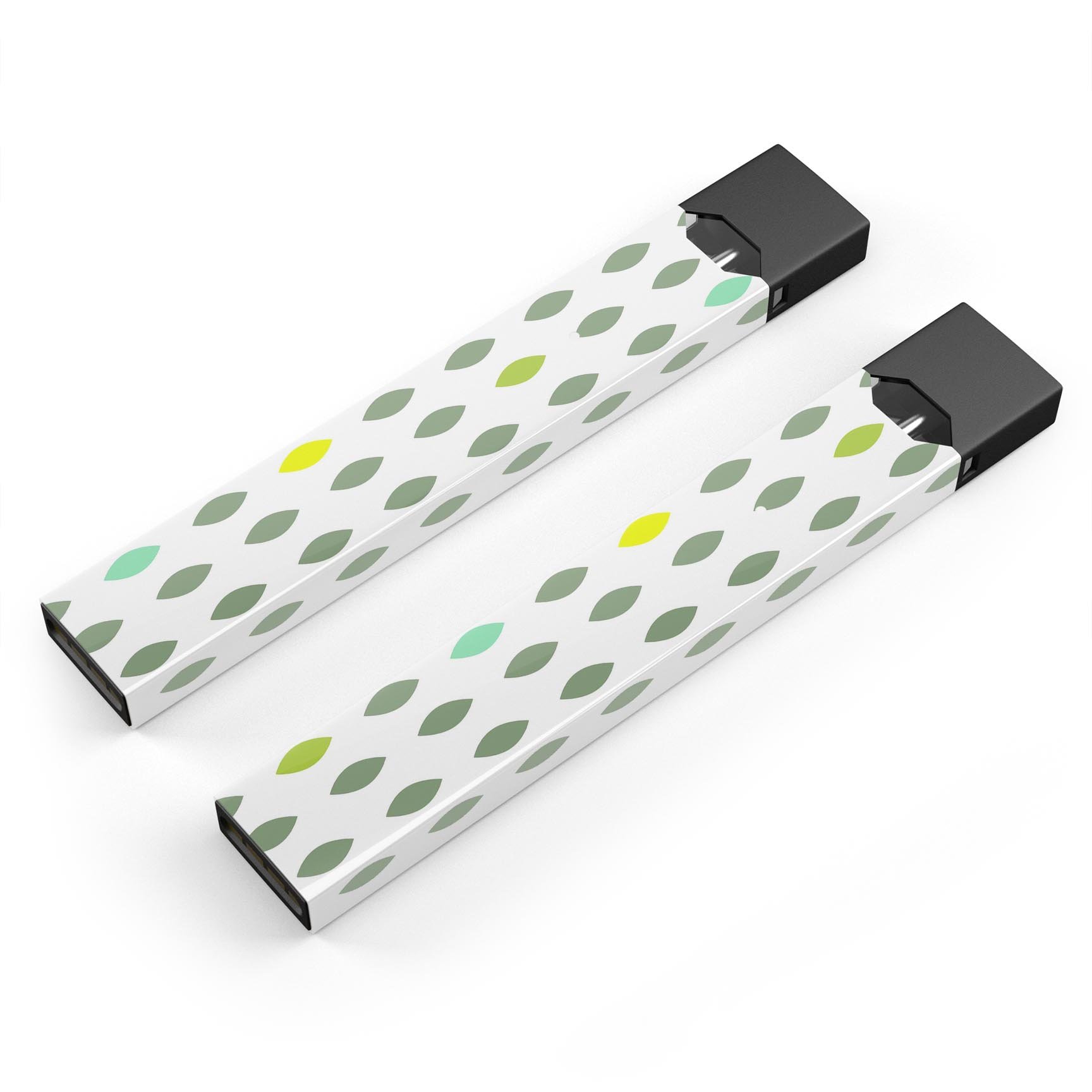 Descending Shades of Green Petals skin-wrap for JUUL device, showcasing vibrant green design and protective features.