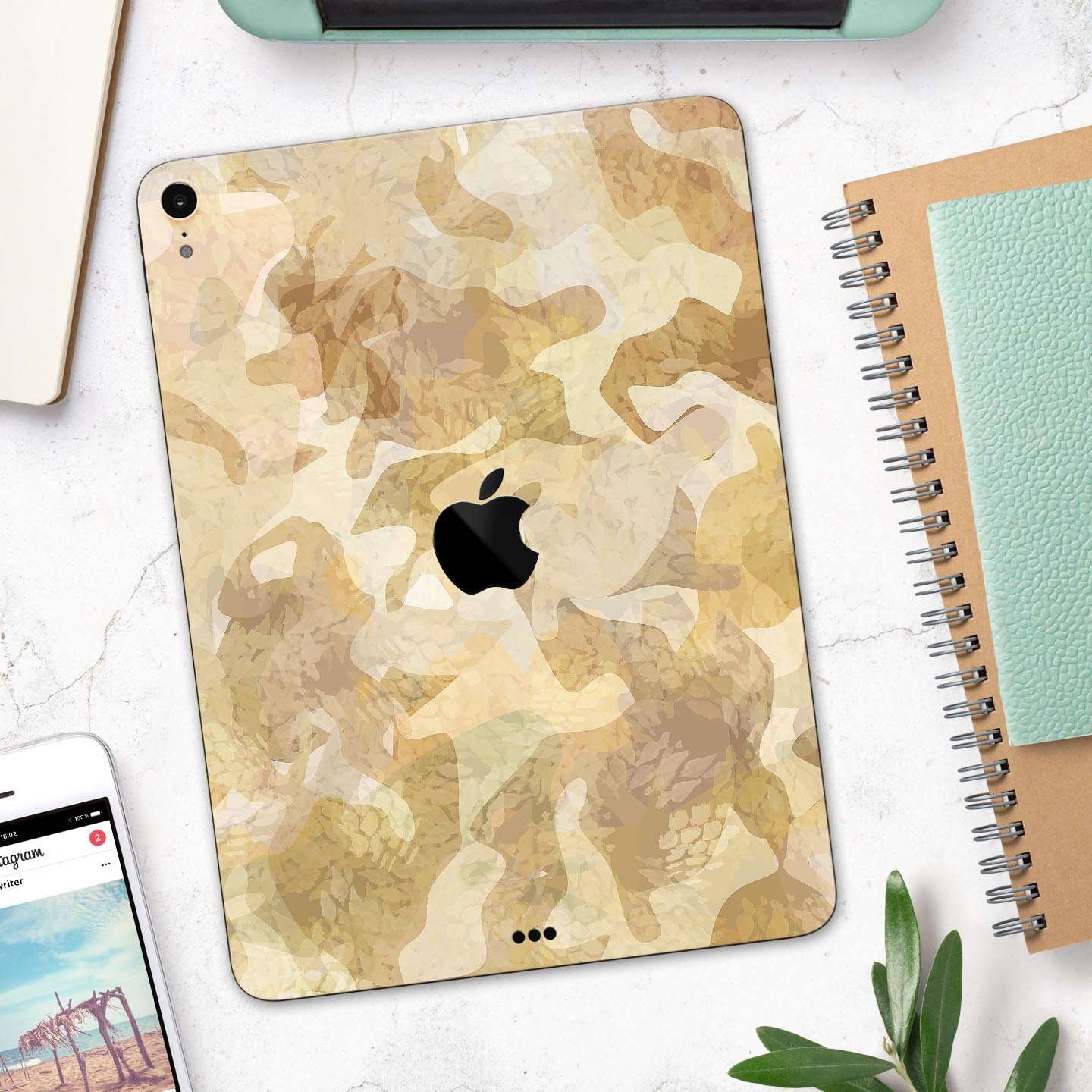 Desert Camouflage V1 skin decal for Apple iPad Pro, showcasing a stylish camouflage design with a smooth finish.