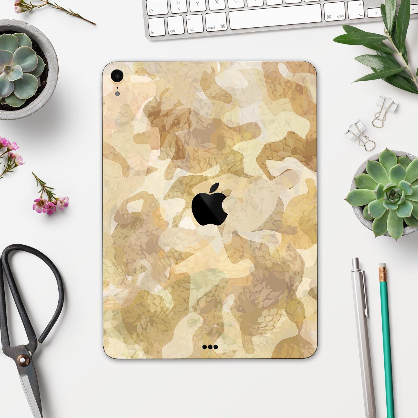 Desert Camouflage V1 skin decal for Apple iPad Pro, showcasing a stylish camouflage design with a smooth finish.