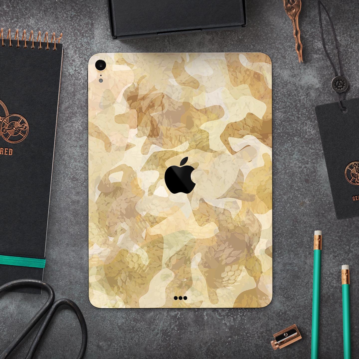 Desert Camouflage V1 skin decal for Apple iPad Pro, showcasing a stylish camouflage design with a smooth finish.