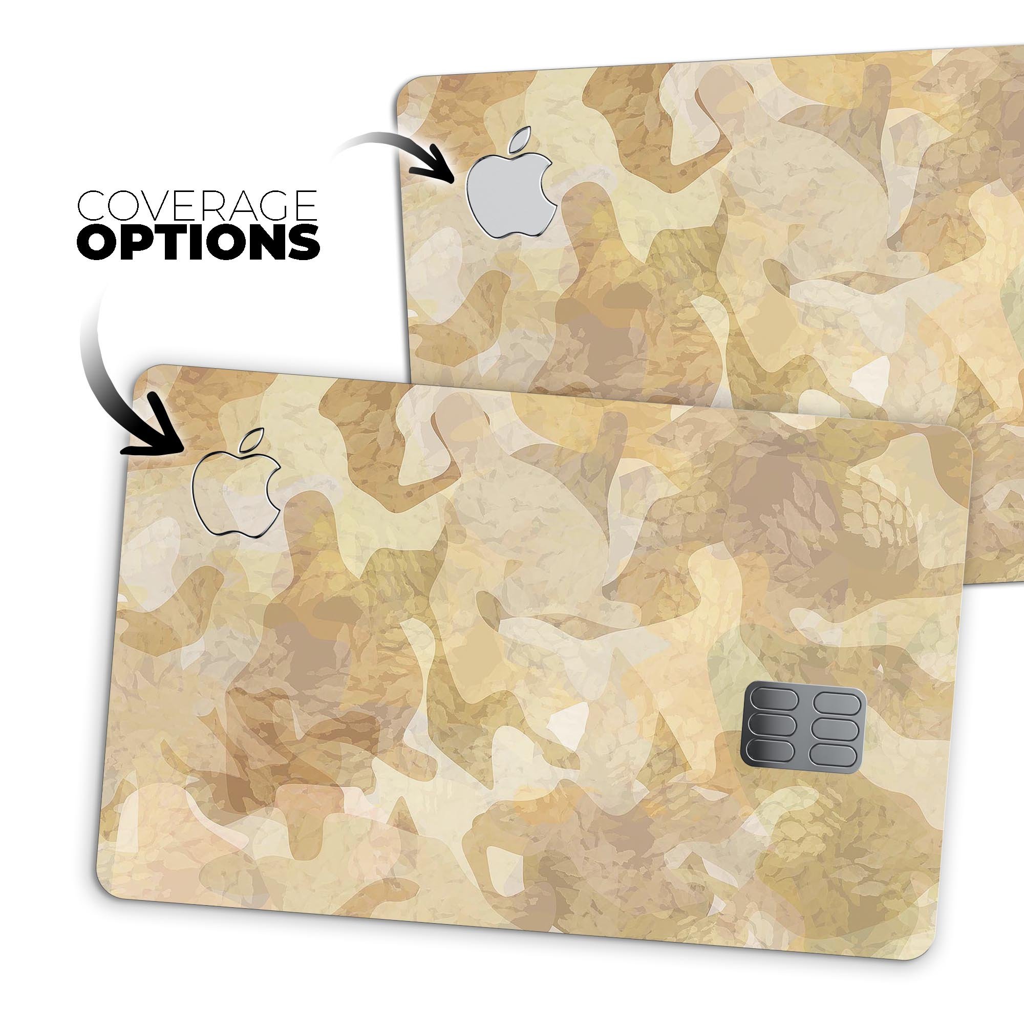 Desert Camouflage V1 decal skin for Apple Card, showcasing premium vinyl material and unique design.