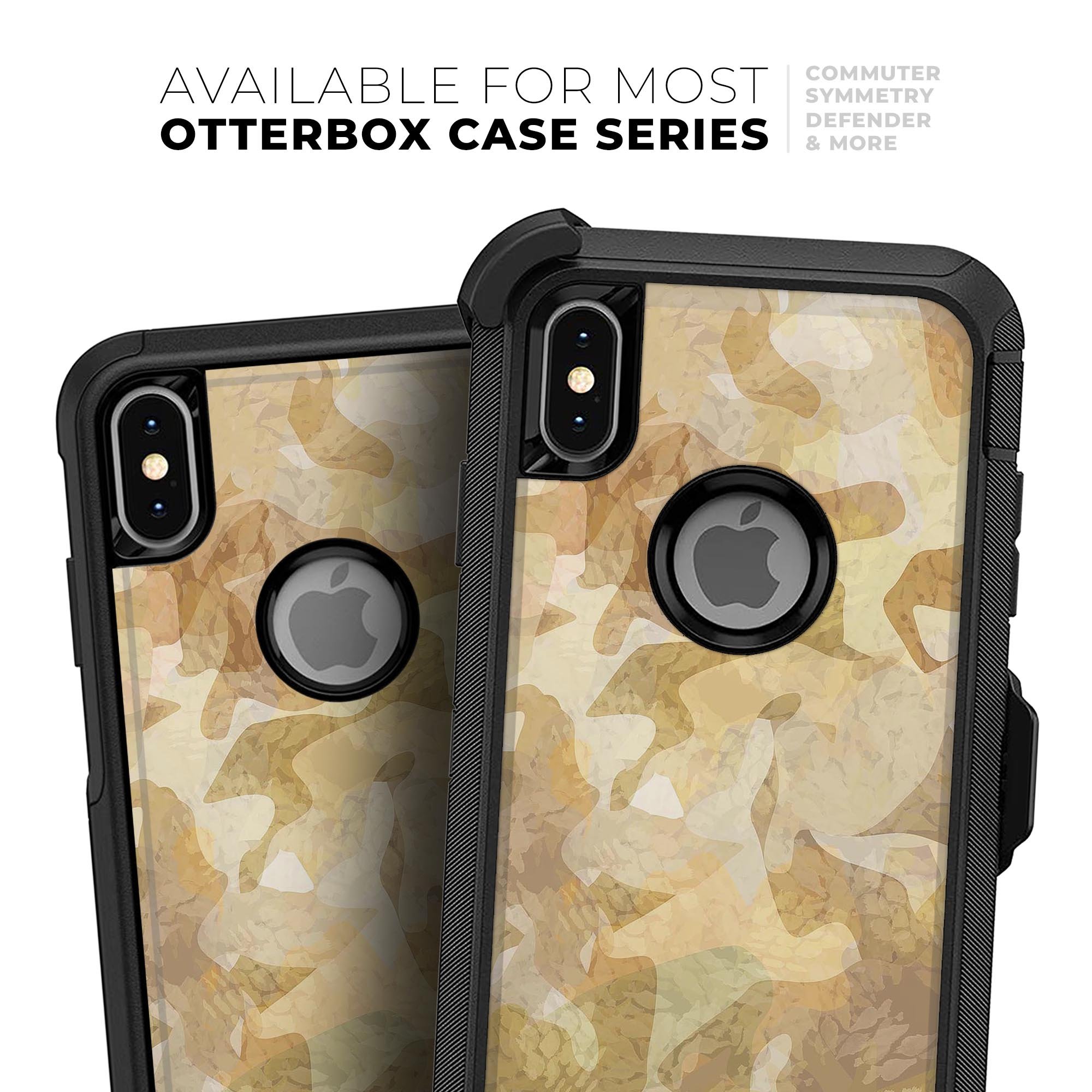 Desert Camouflage V1 Skin Kit for iPhone OtterBox Cases, showcasing a stylish camouflage design on a sleek surface.