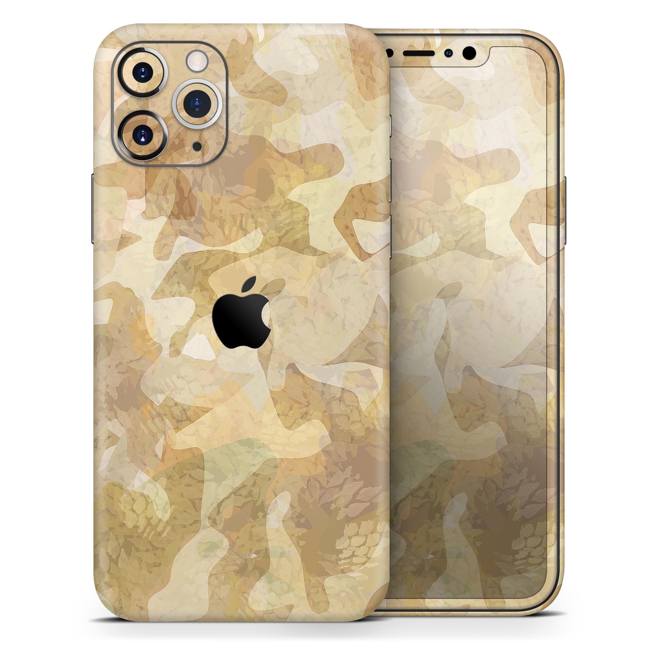 Desert Camouflage V1 Skin-Kit for Apple iPhone 13, showcasing a stylish camouflage design on a sleek device.