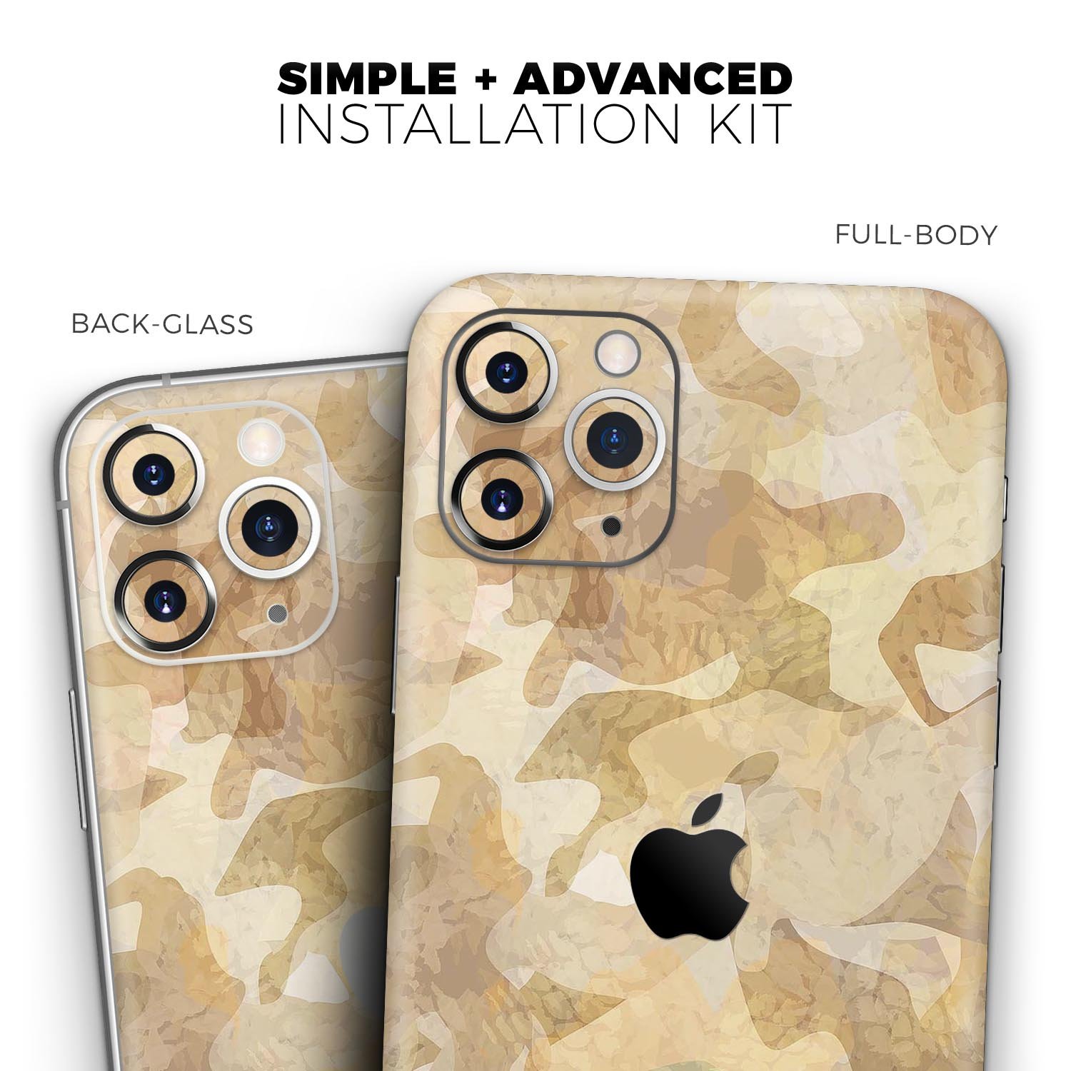 Desert Camouflage V1 Skin-Kit for Apple iPhone 13, showcasing a stylish camouflage design on a sleek device.