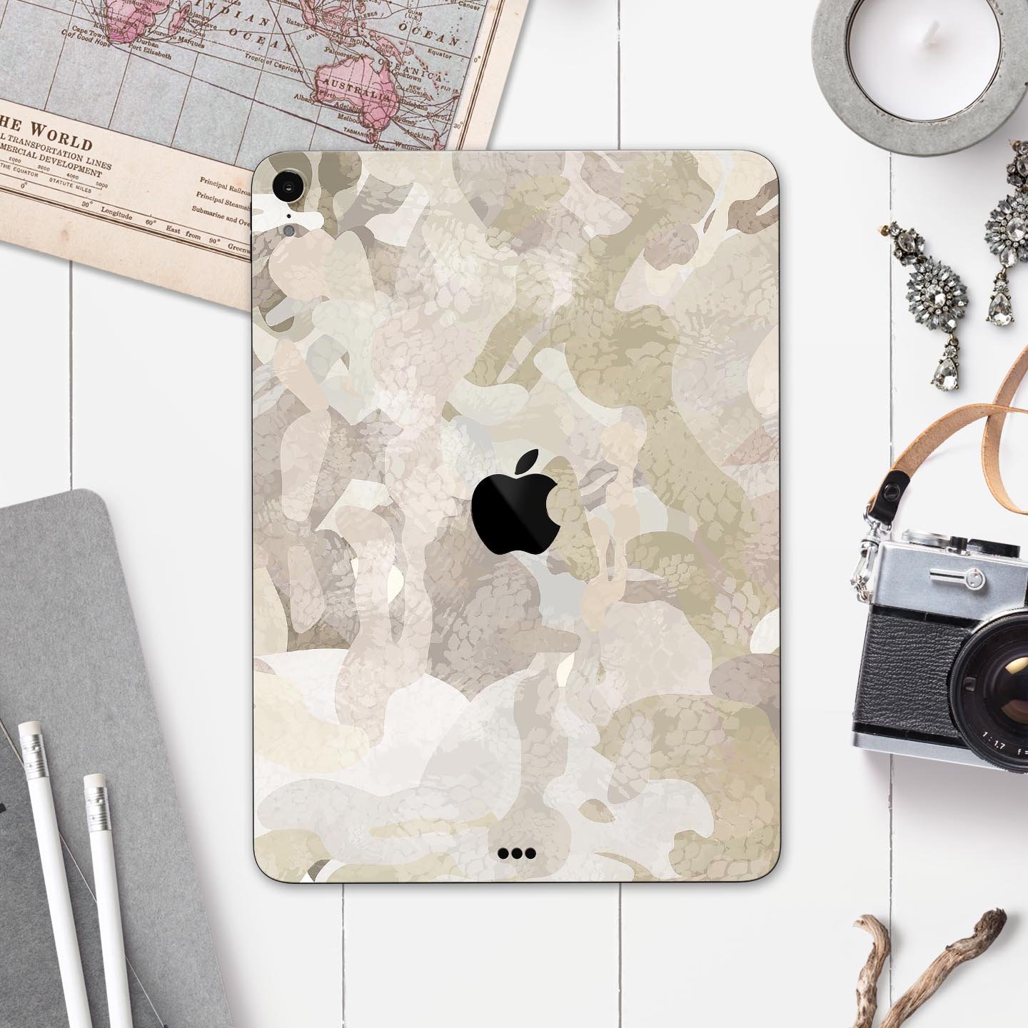 Desert Camouflage V2 skin decal for Apple iPad Pro, showcasing a stylish camouflage design with a smooth finish.