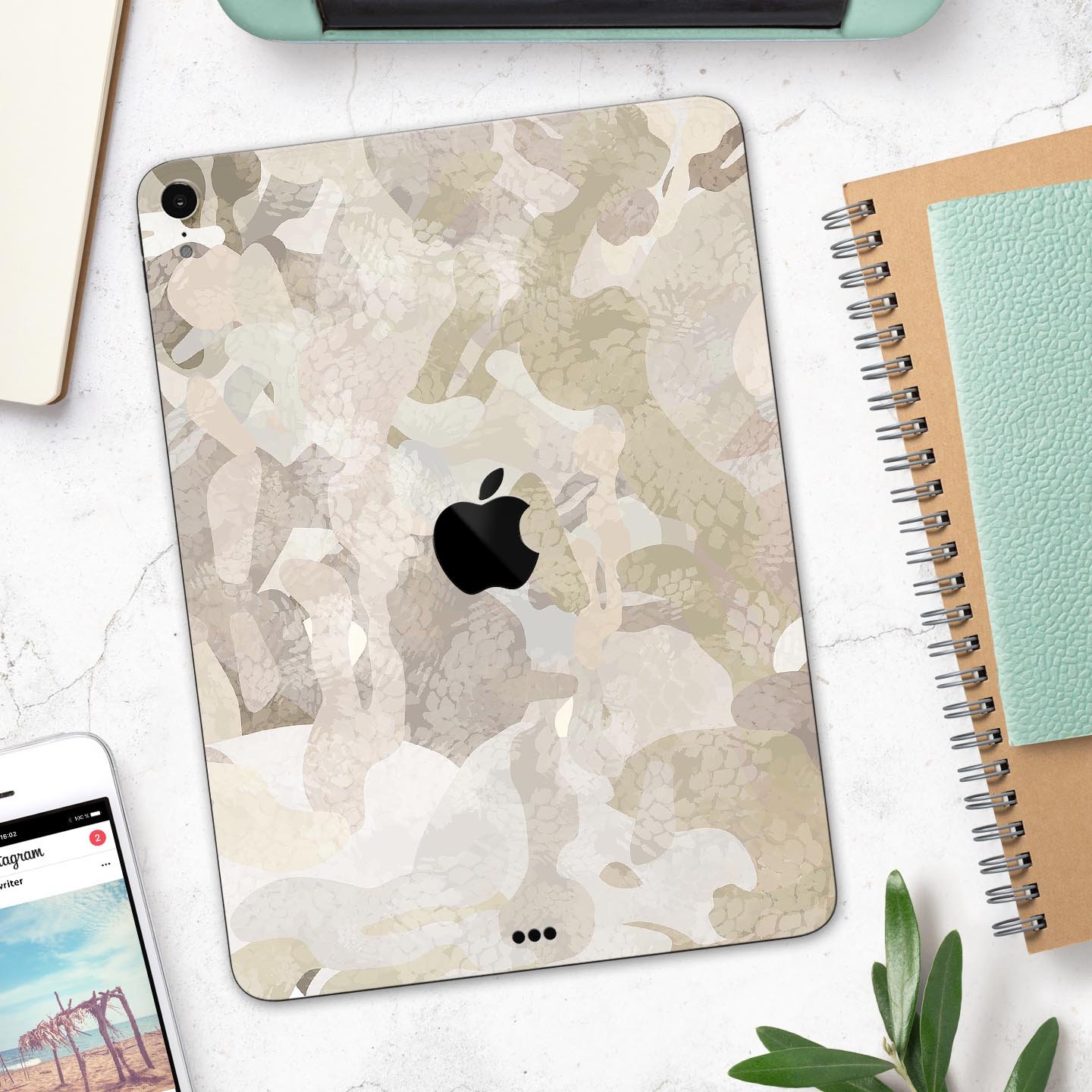 Desert Camouflage V2 skin decal for Apple iPad Pro, showcasing a stylish camouflage design with a smooth finish.