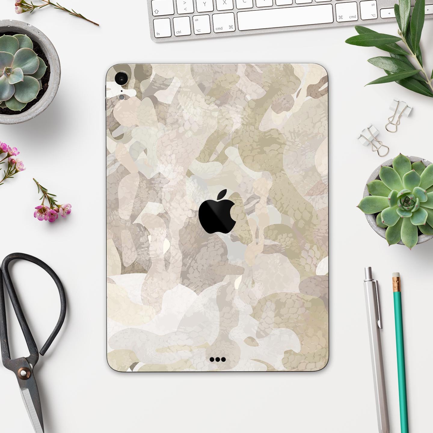 Desert Camouflage V2 skin decal for Apple iPad Pro, showcasing a stylish camouflage design with a smooth finish.