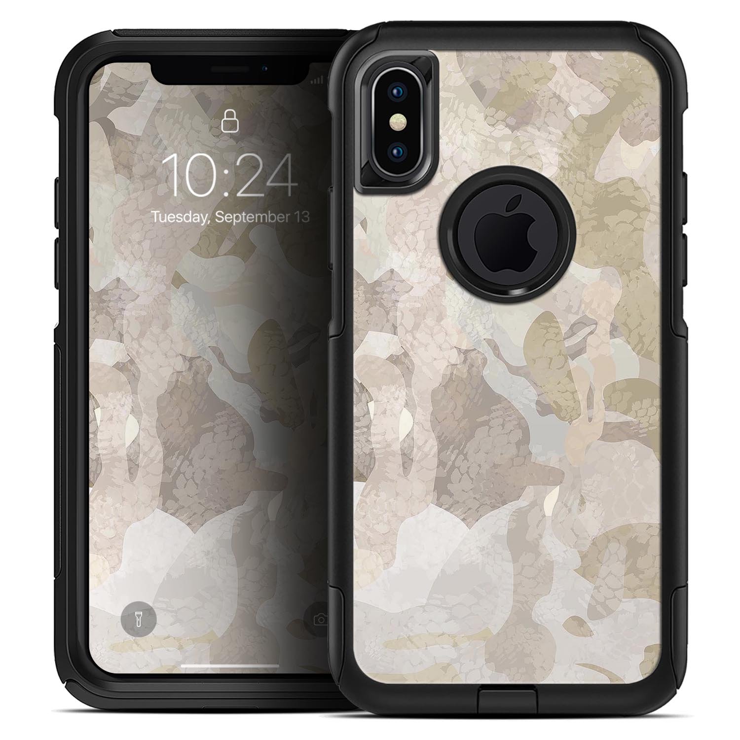 Desert Camouflage V2 Skin Kit for iPhone OtterBox Cases, showcasing a stylish camouflage design with a premium finish.