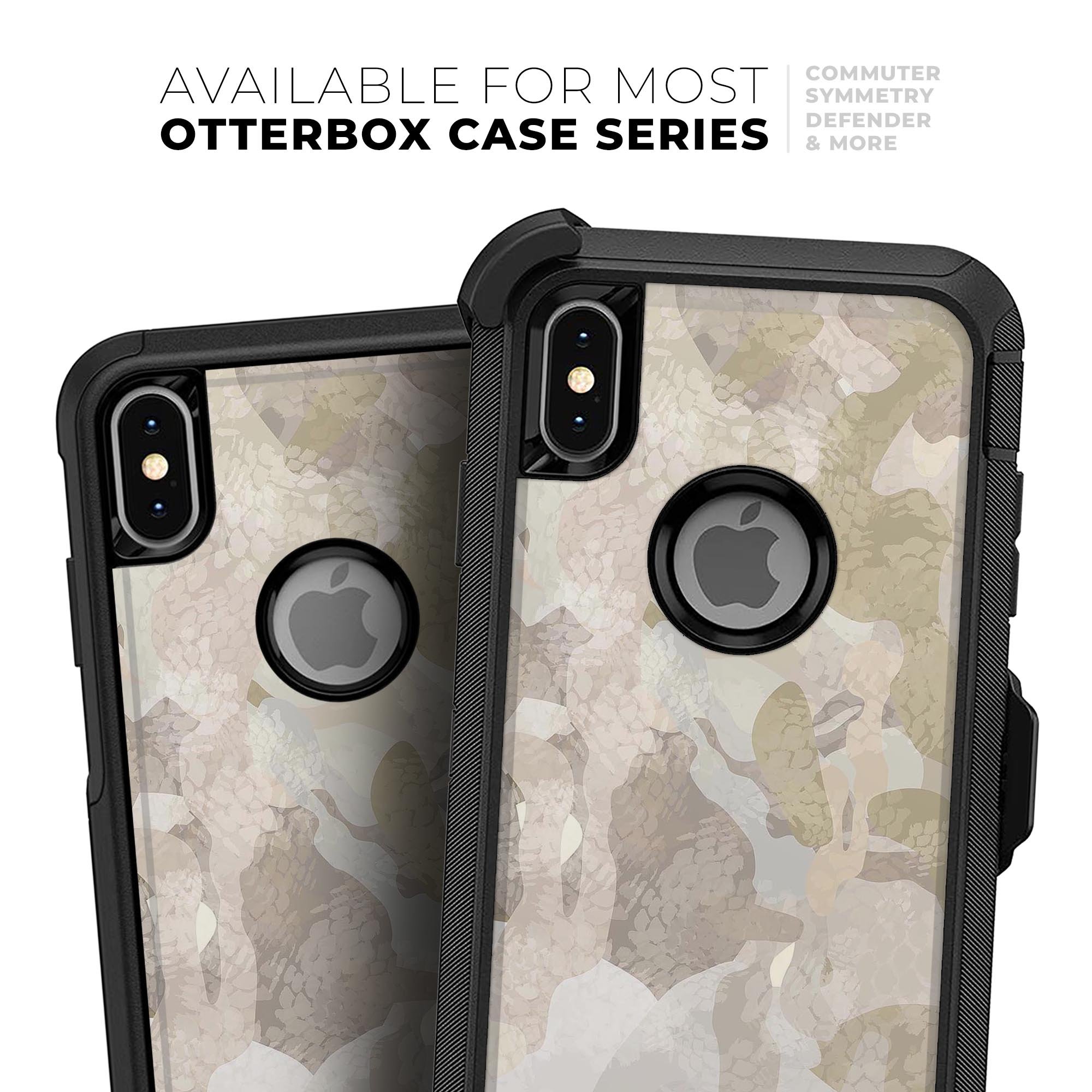 Desert Camouflage V2 Skin Kit for iPhone OtterBox Cases, showcasing a stylish camouflage design with a premium finish.