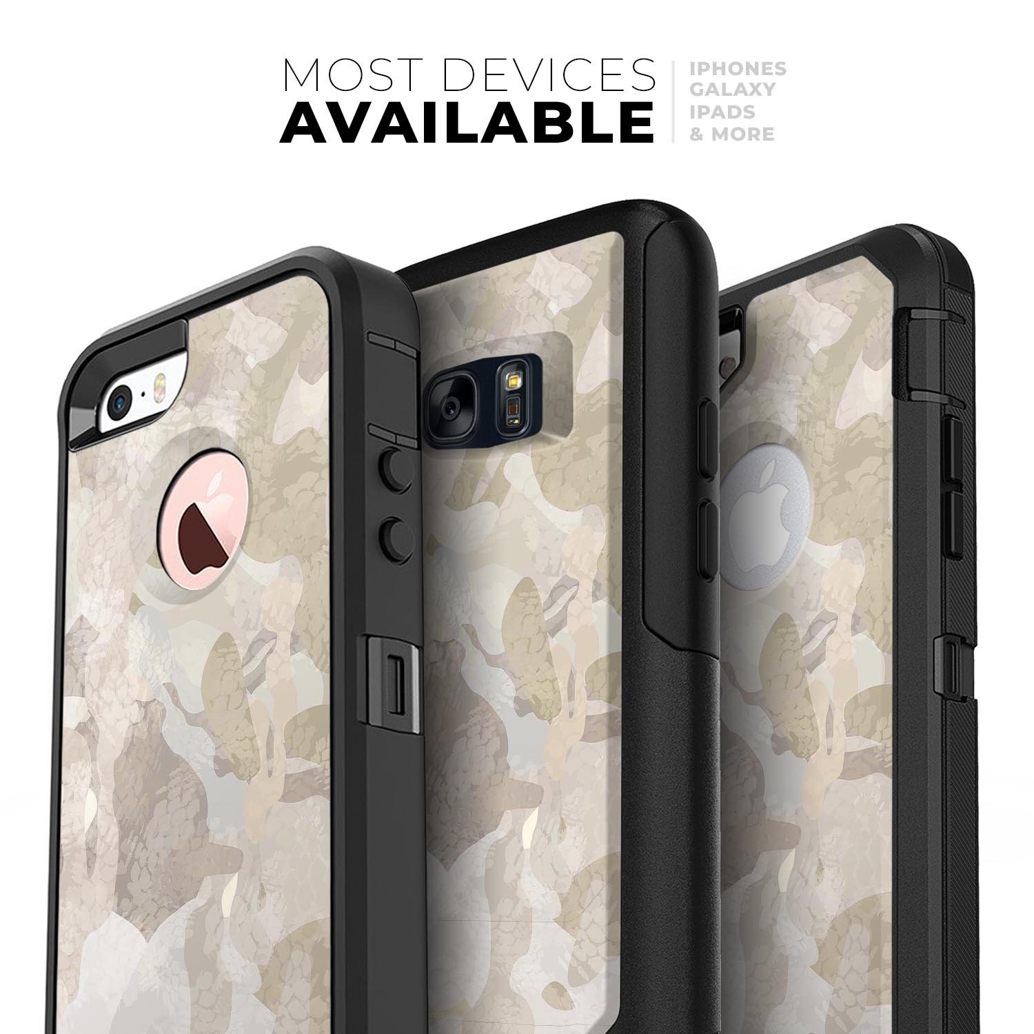 Desert Camouflage V2 Skin Kit for iPhone OtterBox Cases, showcasing a stylish camouflage design with a premium finish.