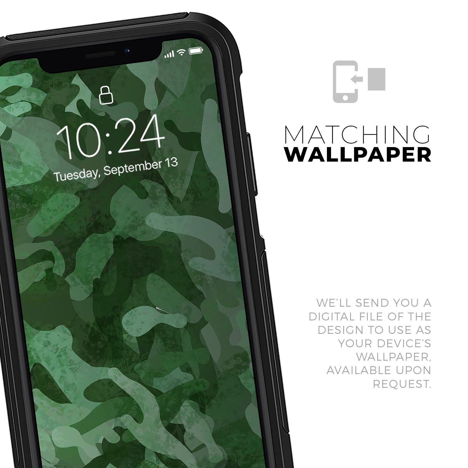 Desert Green Camouflage V2 Skin Kit for iPhone OtterBox Cases, showcasing its unique design and premium quality.