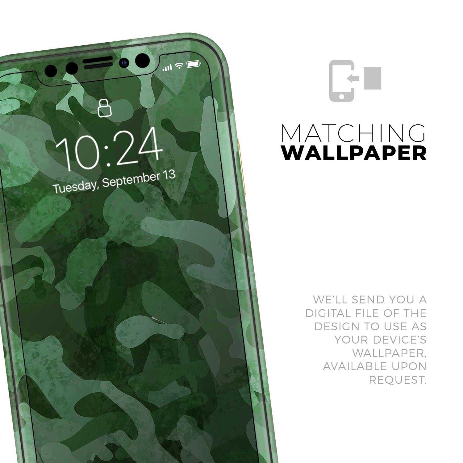 Desert Green Camouflage V2 Skin-Kit for Apple iPhone, showcasing a stylish design and premium vinyl material.