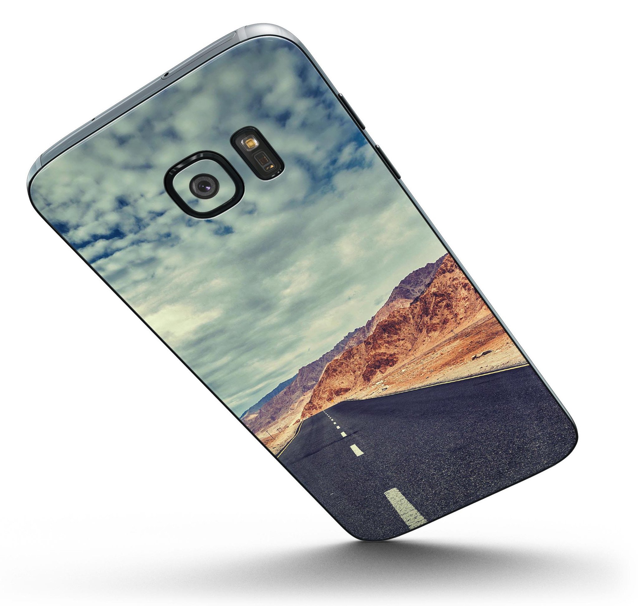 Desert Road Full Body Skin-Kit for Samsung Galaxy S7/S7 Edge showcasing premium vinyl design and finish options.