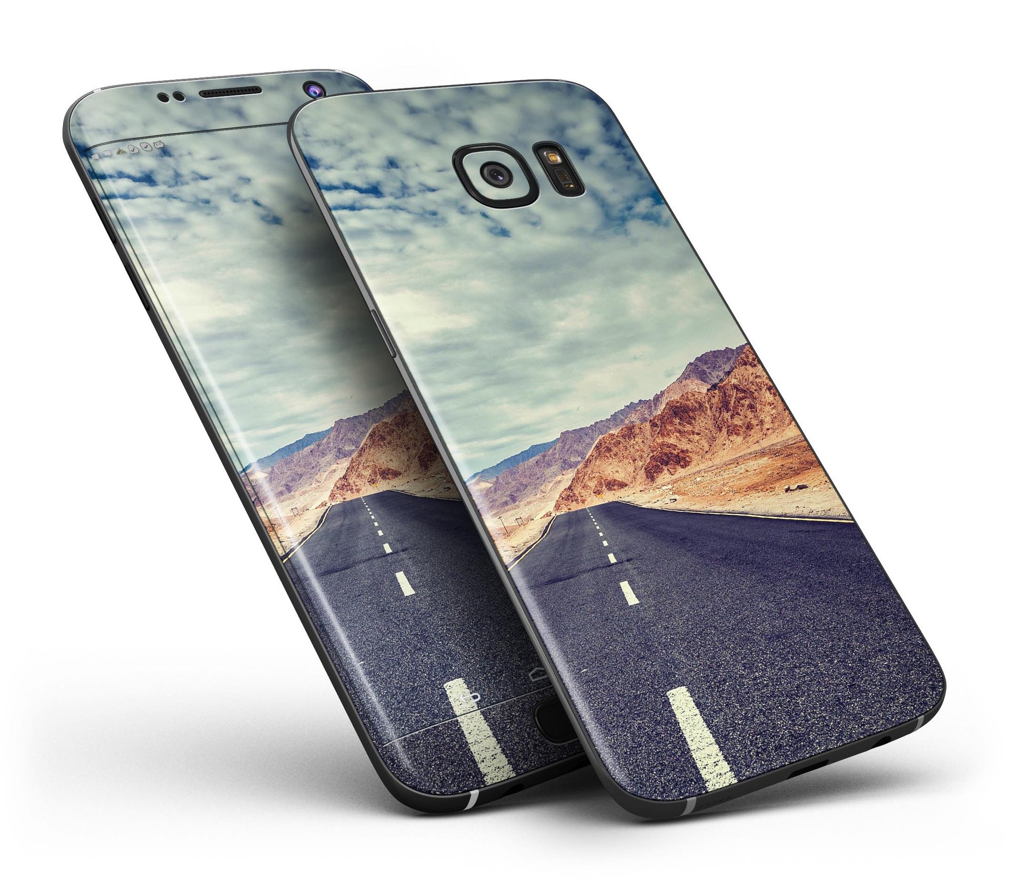 Desert Road Full Body Skin-Kit for Samsung Galaxy S7/S7 Edge showcasing premium vinyl design and finish options.