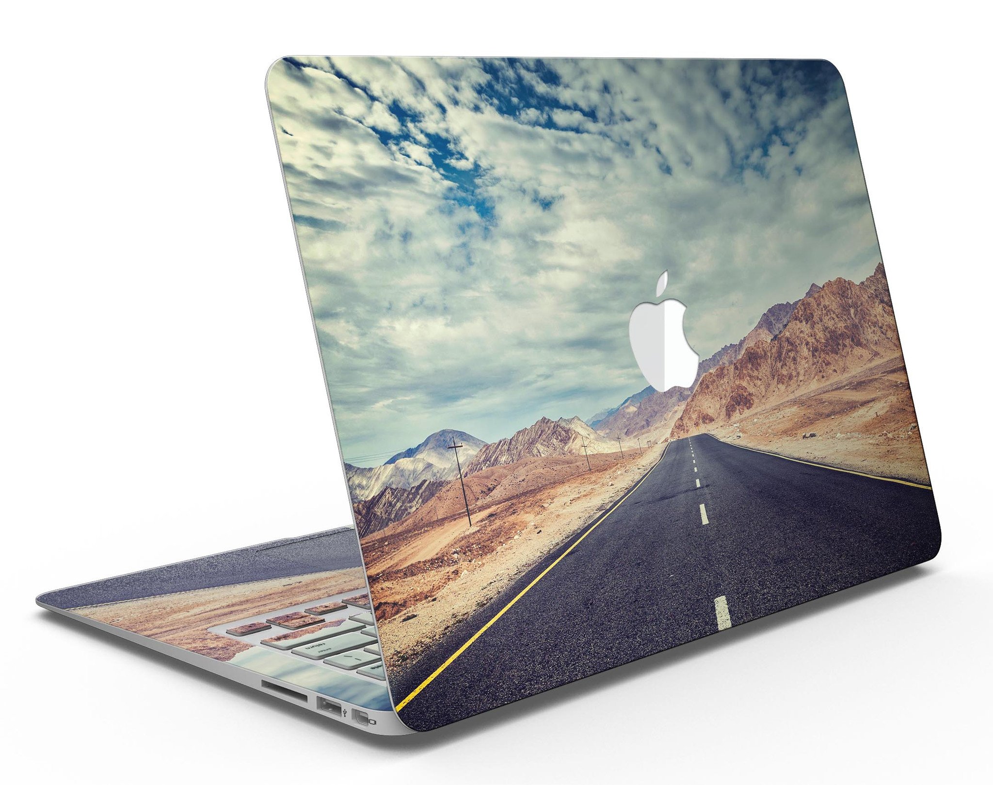 Desert Road MacBook Air Skin Kit showcasing stylish design and premium vinyl material.