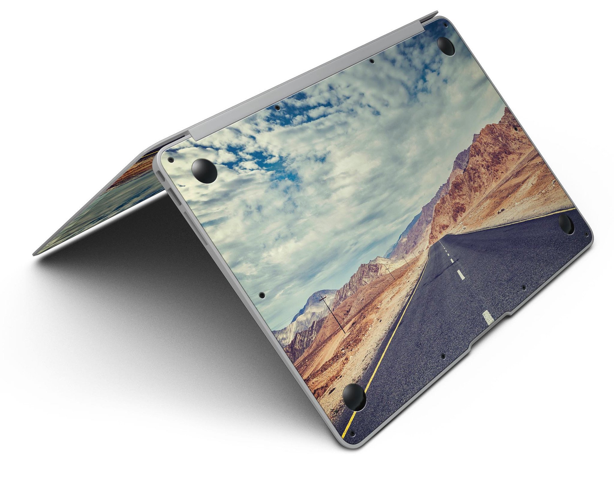 Desert Road MacBook Air Skin Kit showcasing stylish design and premium vinyl material.