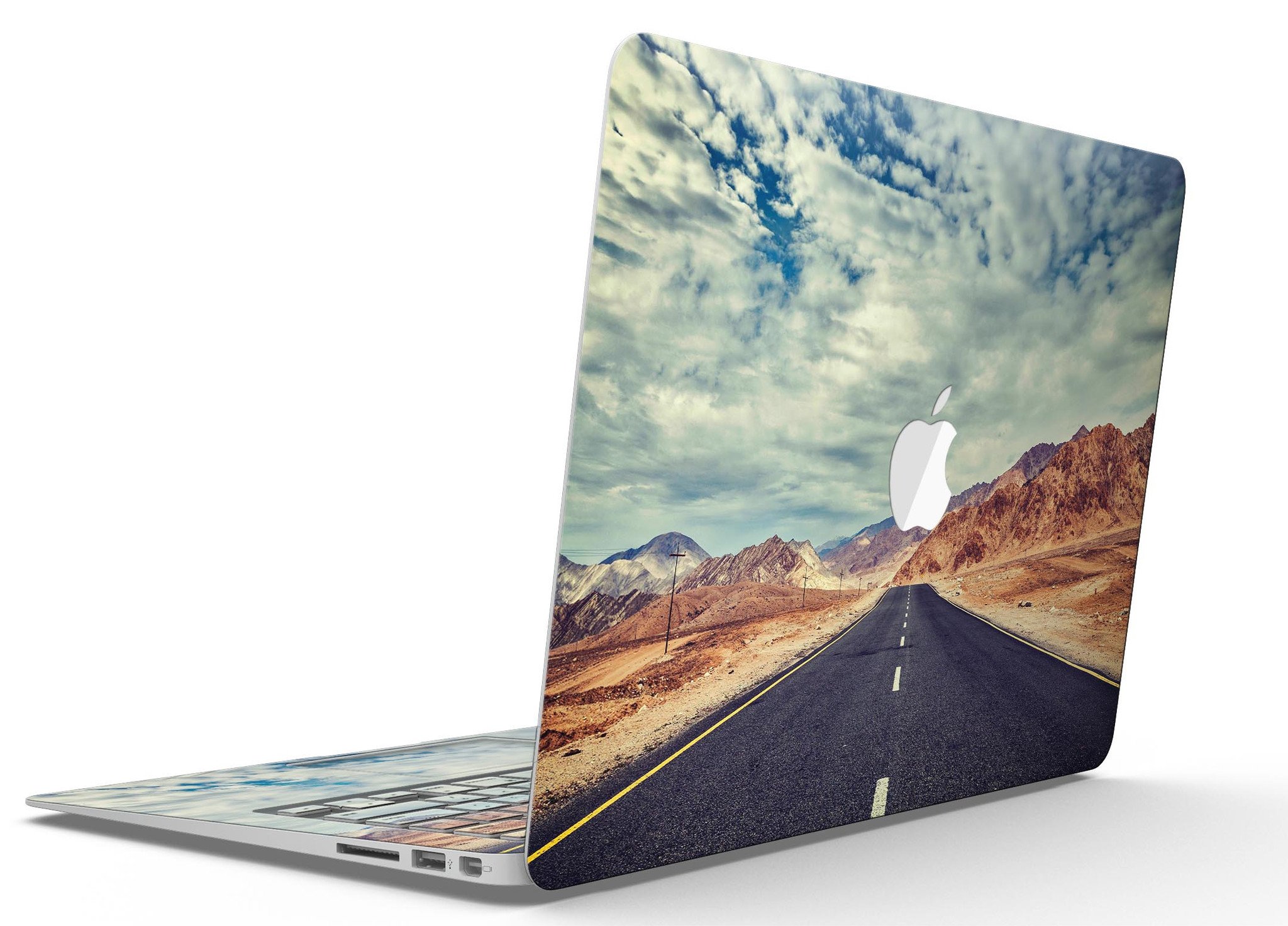 Desert Road MacBook Air Skin Kit showcasing stylish design and premium vinyl material.