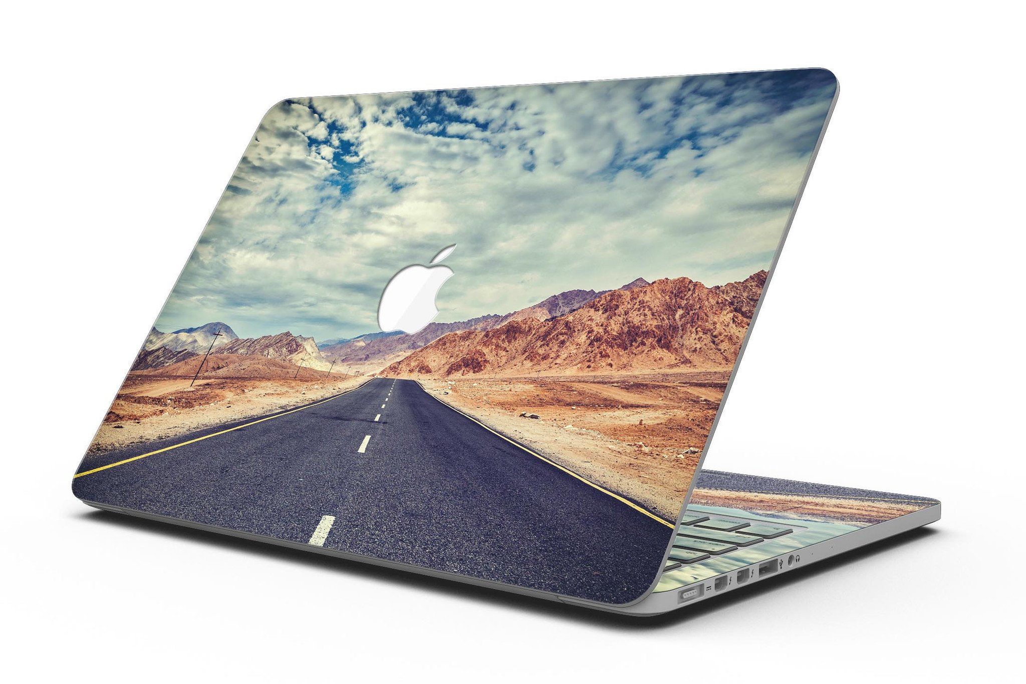 Desert Road skin kit for MacBook Pro with Retina Display, showcasing a stylish design and premium vinyl material.