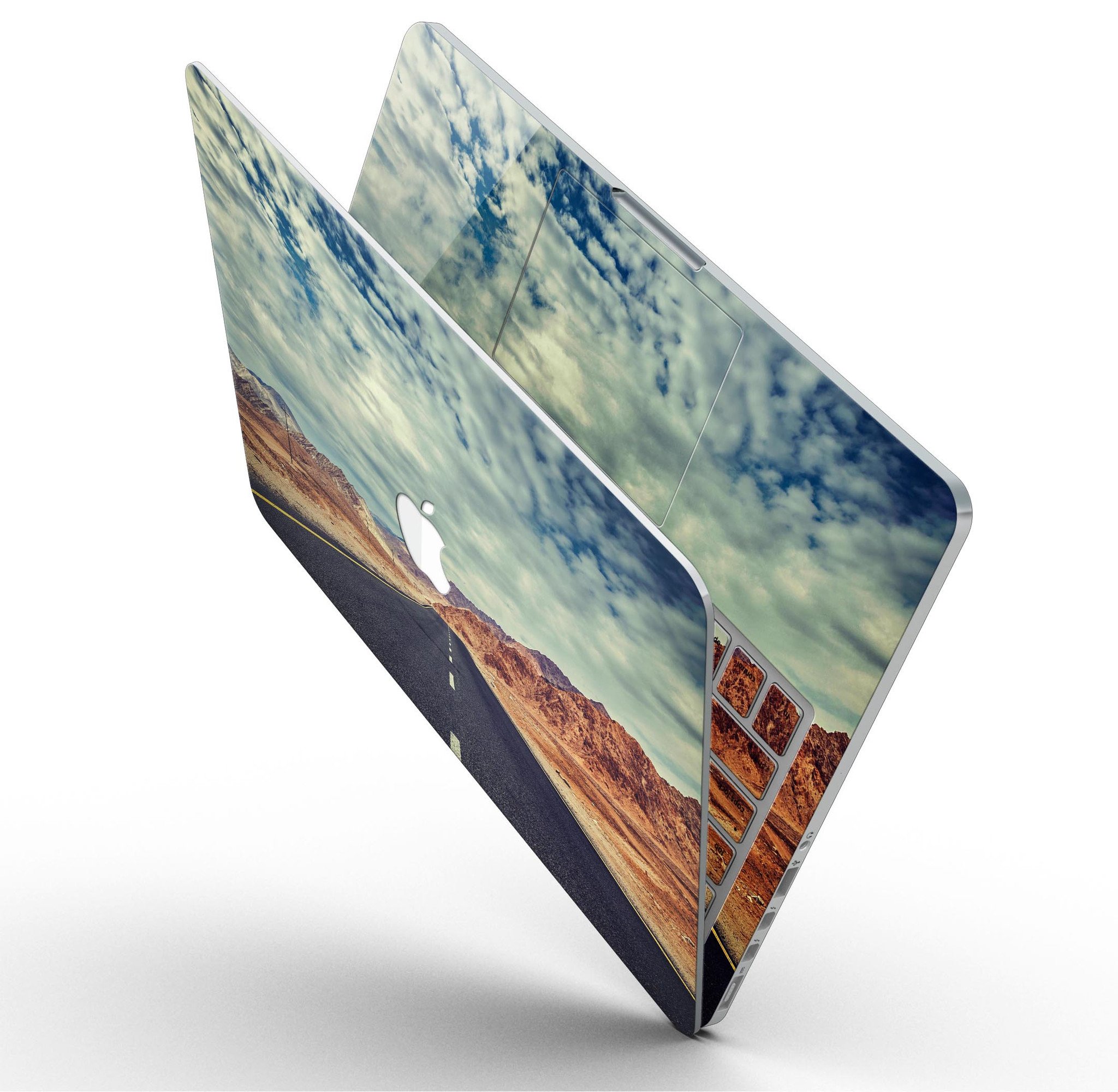 Desert Road skin kit for MacBook Pro with Retina Display, showcasing a stylish design and premium vinyl material.