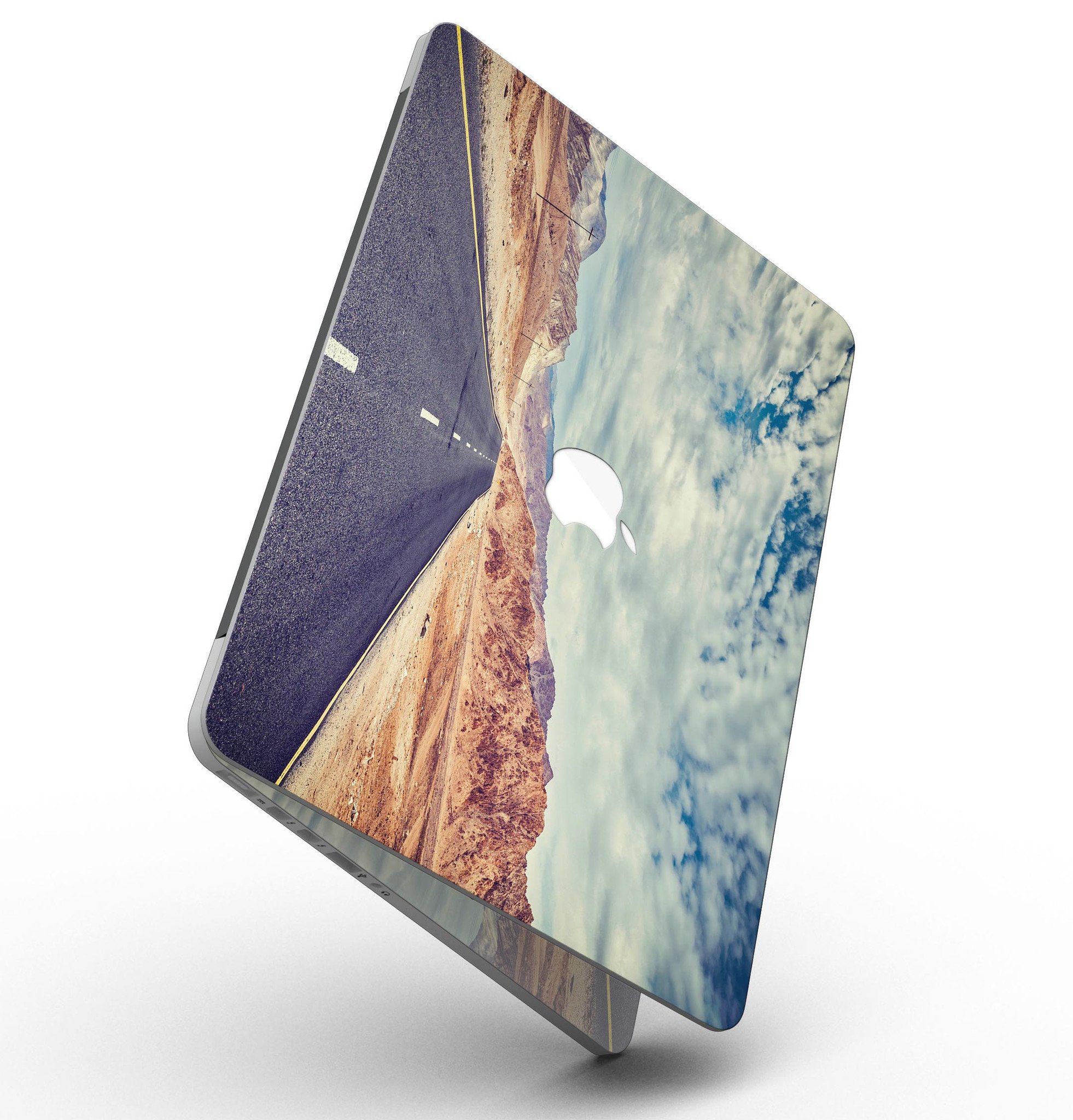 Desert Road skin kit for MacBook Pro with Retina Display, showcasing a stylish design and premium vinyl material.