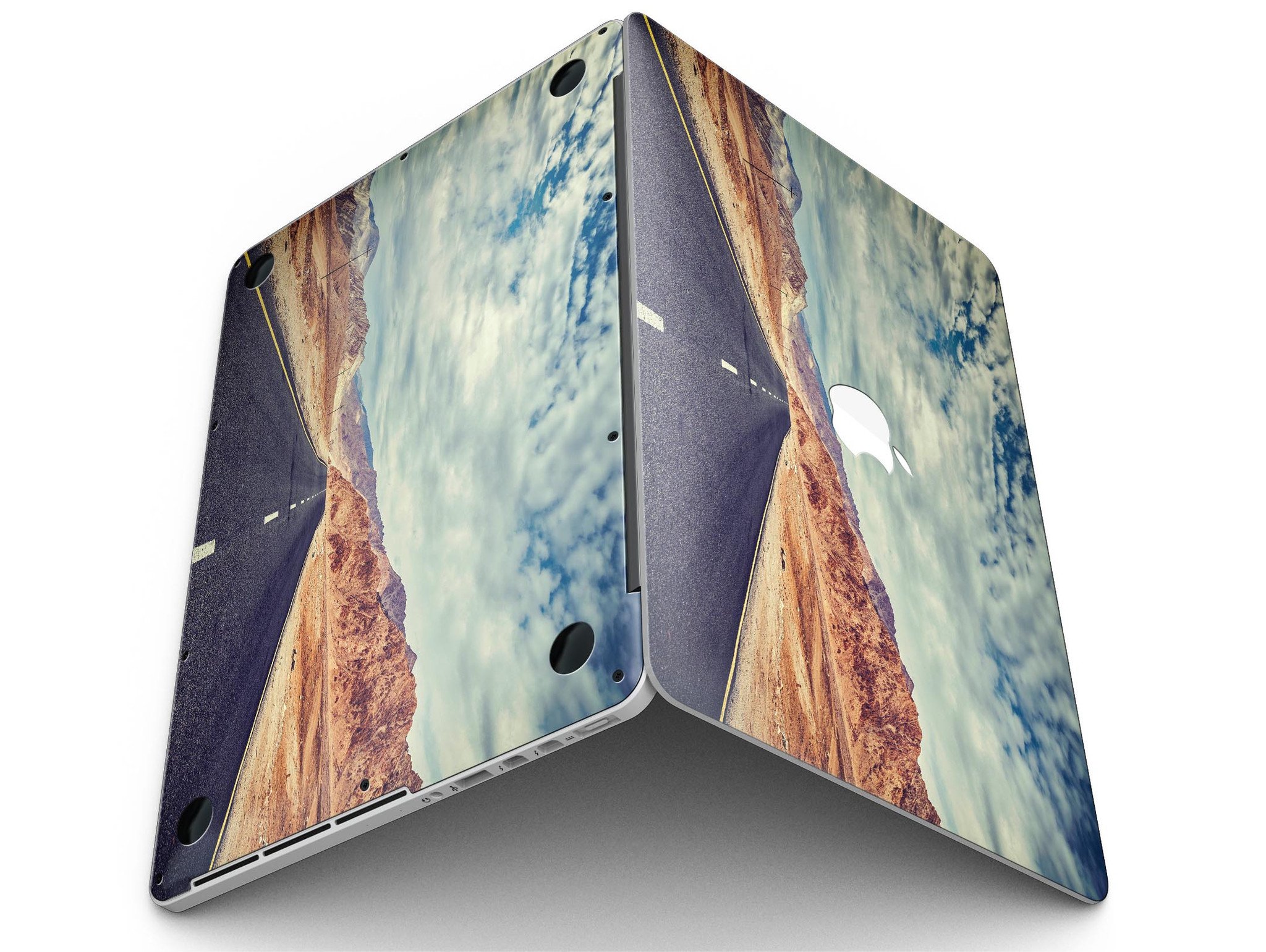 Desert Road skin kit for MacBook Pro with Retina Display, showcasing a stylish design and premium vinyl material.