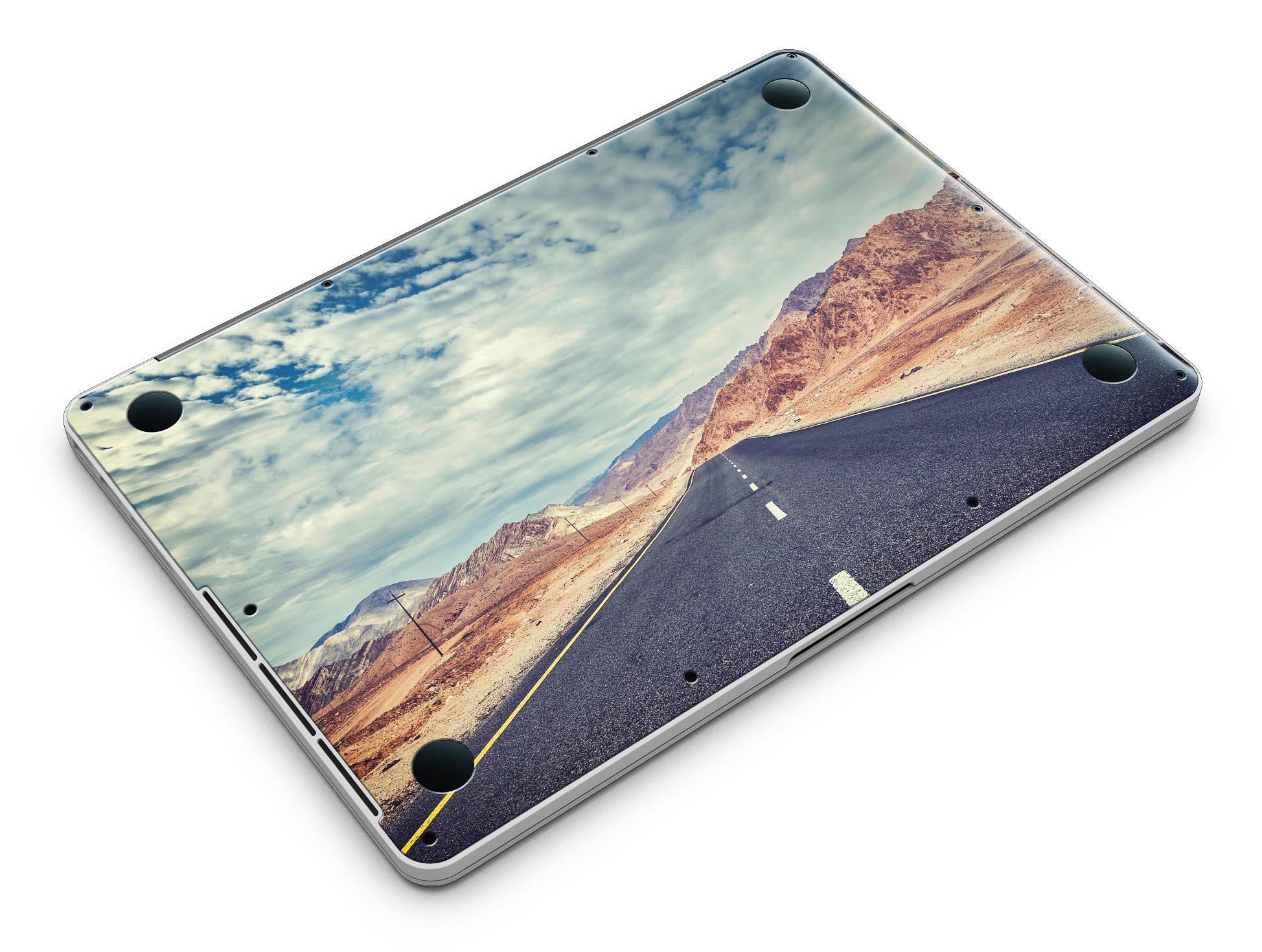 Desert Road skin kit for MacBook Pro with Retina Display, showcasing a stylish design and premium vinyl material.