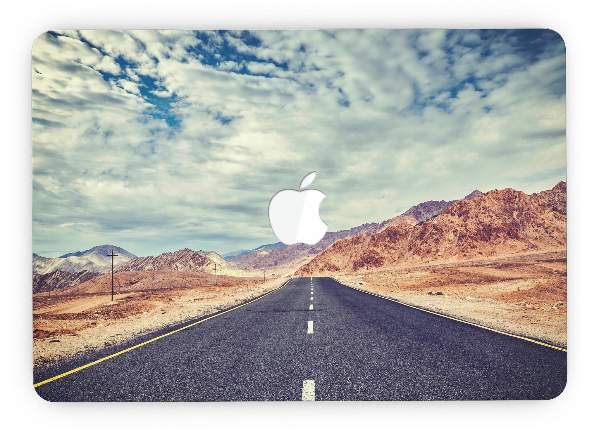 Desert Road skin kit for MacBook Pro with Retina Display, showcasing a stylish design and premium vinyl material.