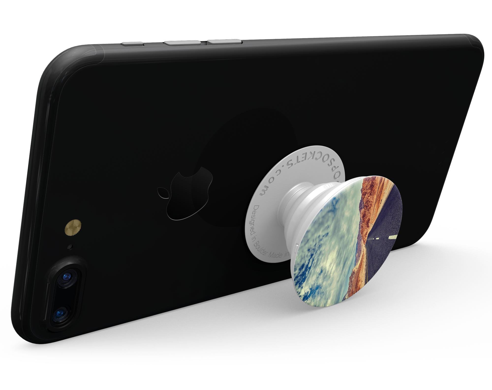 Desert Road Skin Kit for PopSockets featuring vibrant design on a smartphone grip.