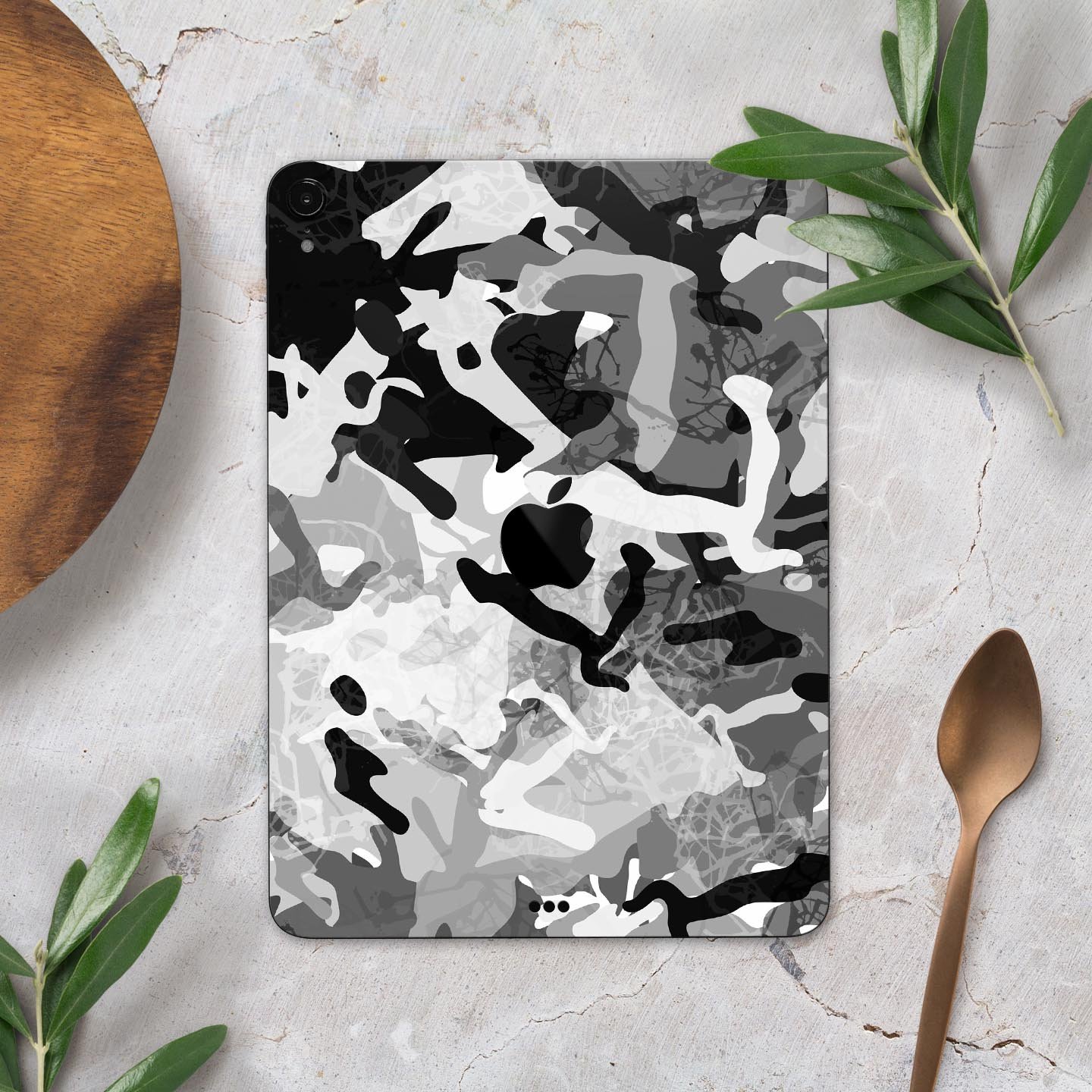 Desert Snow Camouflage V2 skin decal for Apple iPad, showcasing a stylish camouflage design with a smooth finish.