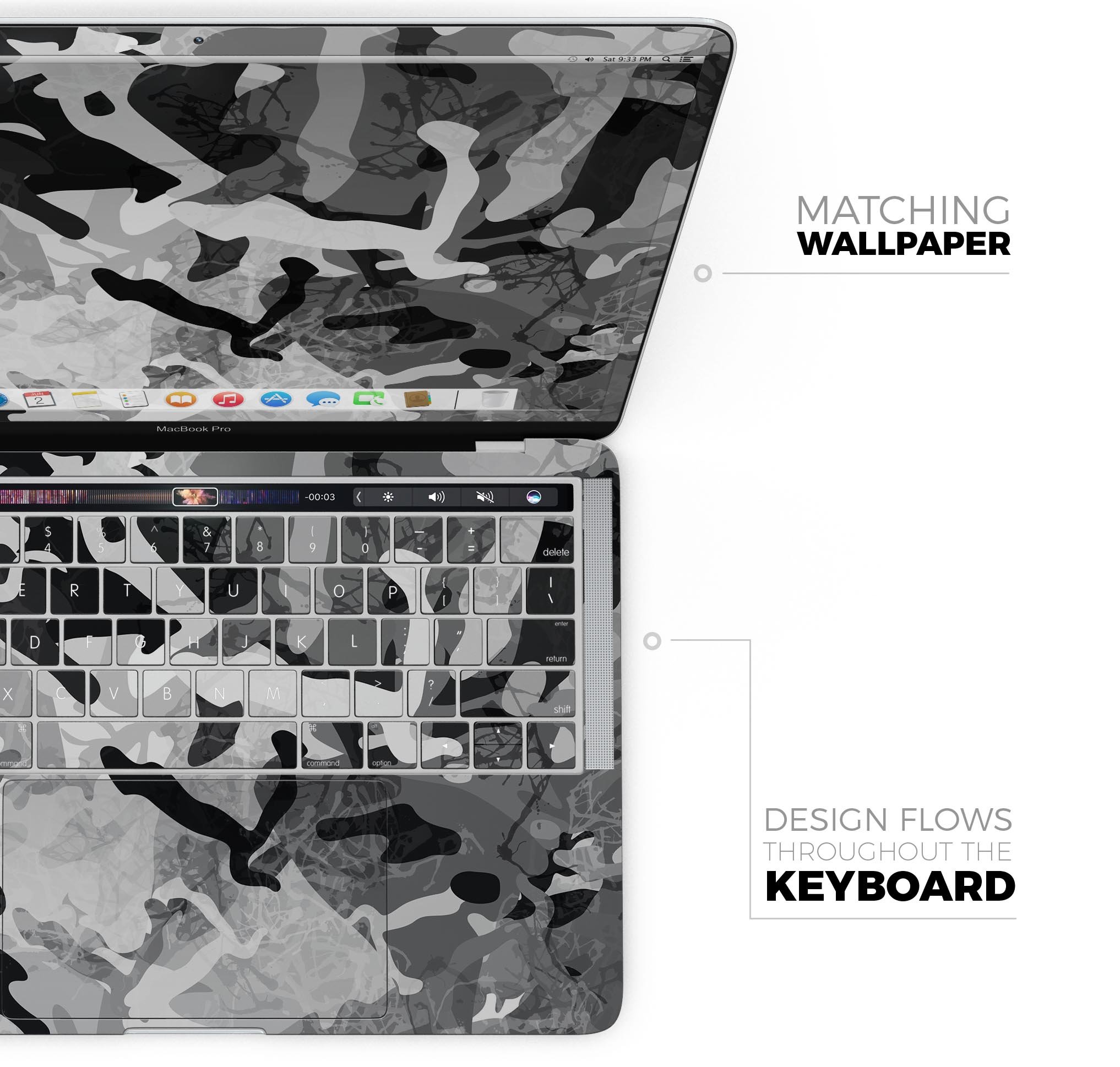 Desert Snow Camouflage V2 skin decal wrap kit for Apple MacBook, showcasing a stylish design and premium vinyl material.