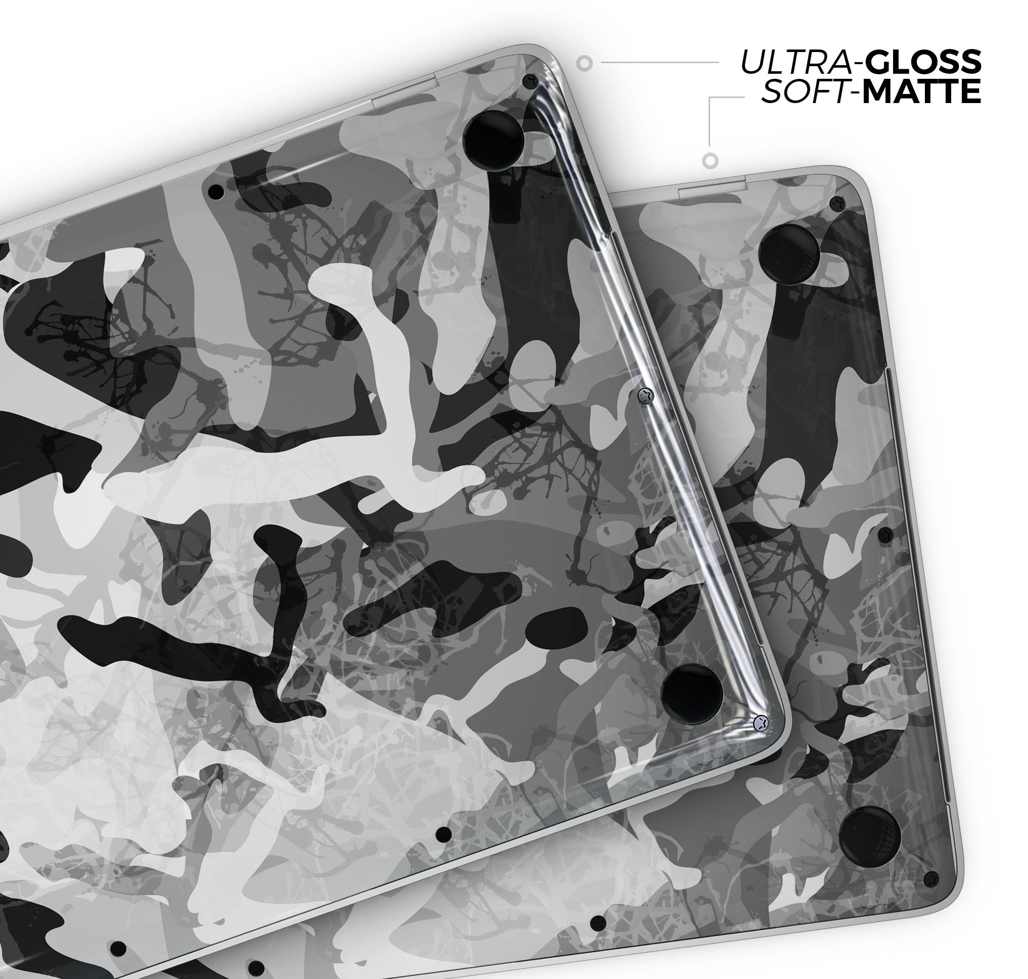 Desert Snow Camouflage V2 skin decal wrap kit for Apple MacBook, showcasing a stylish design and premium vinyl material.