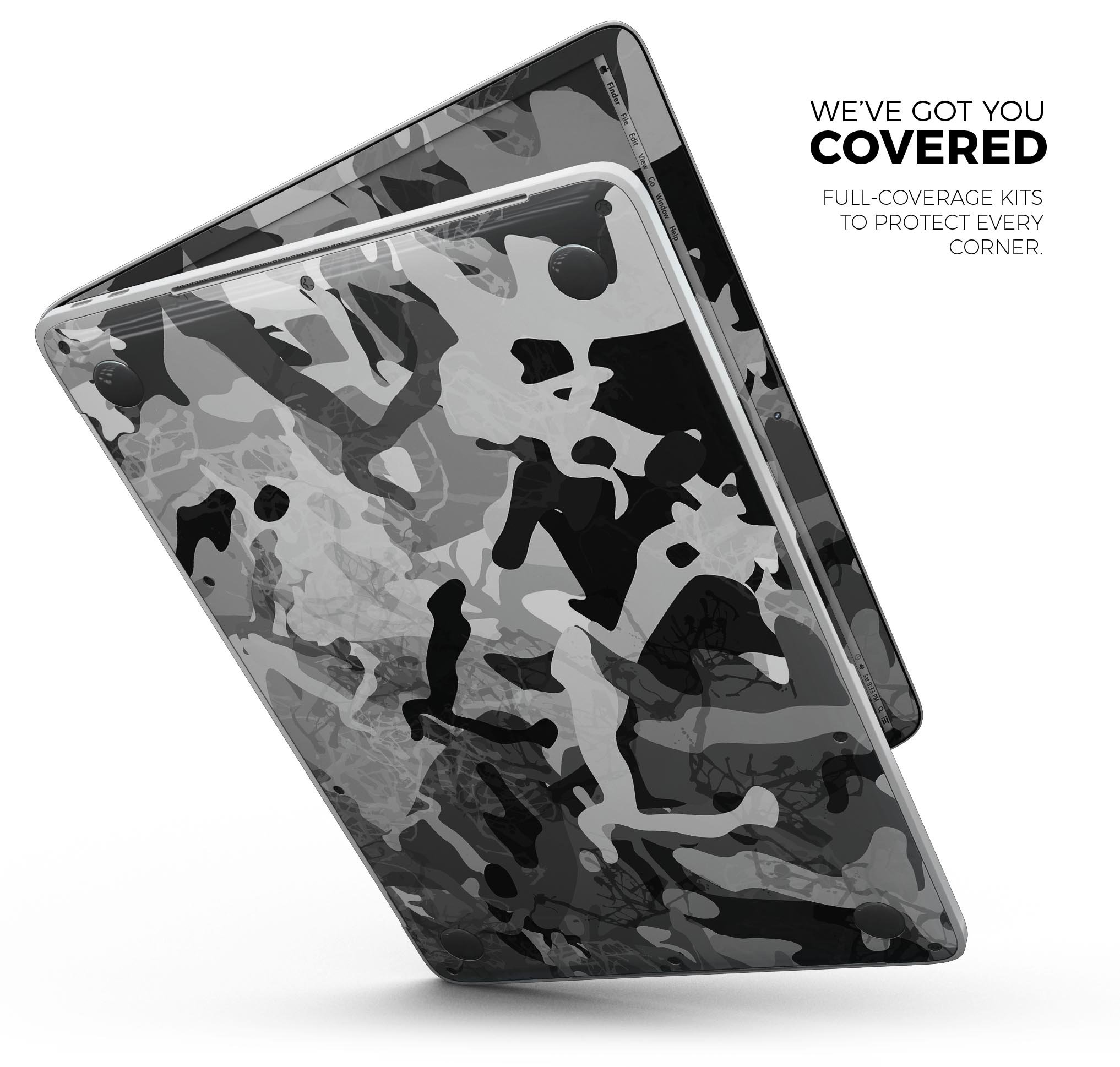 Desert Snow Camouflage V2 skin decal wrap kit for Apple MacBook, showcasing a stylish design and premium vinyl material.