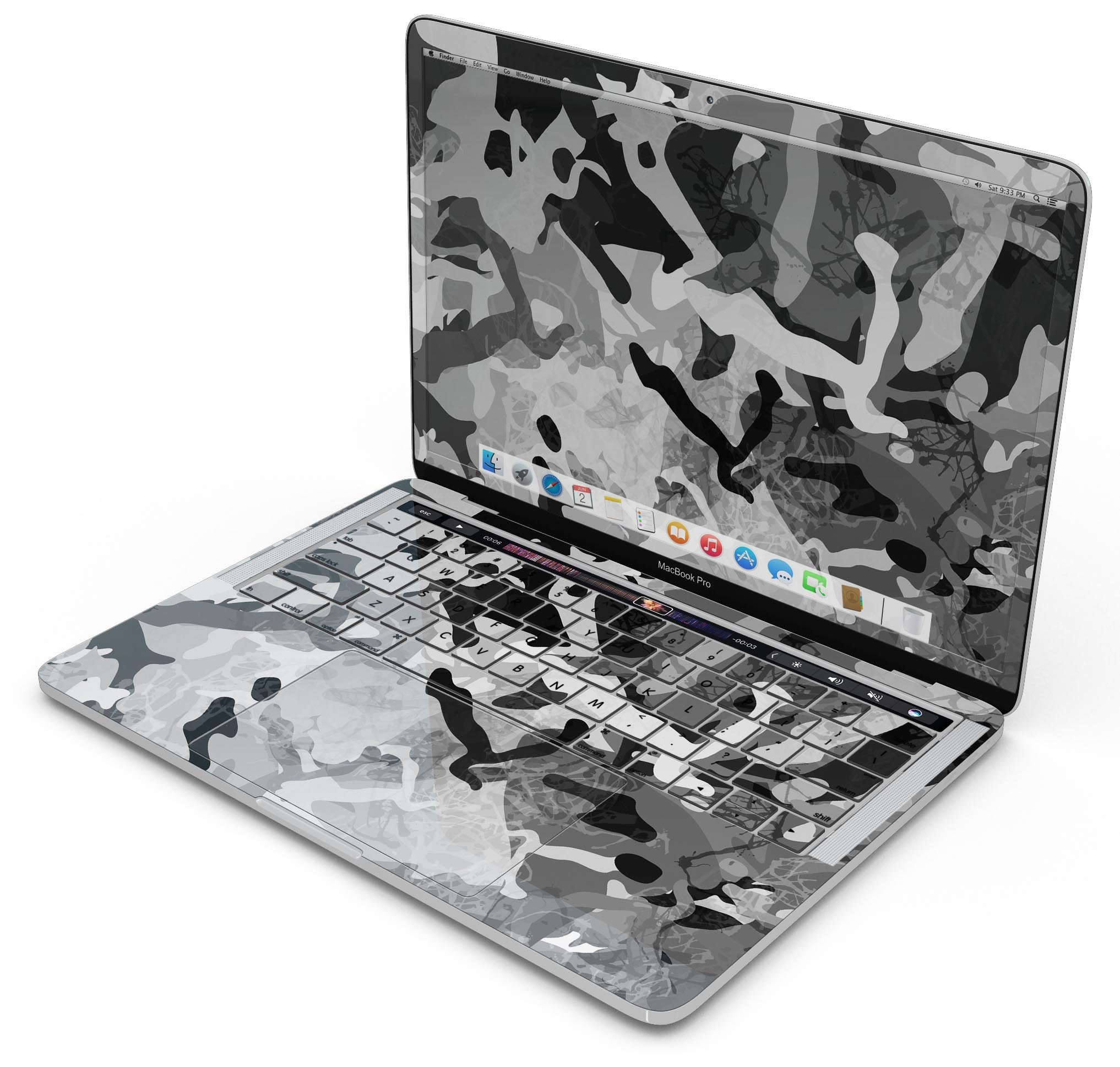 Desert Snow Camouflage V2 skin decal wrap kit for Apple MacBook, showcasing a stylish design and premium vinyl material.