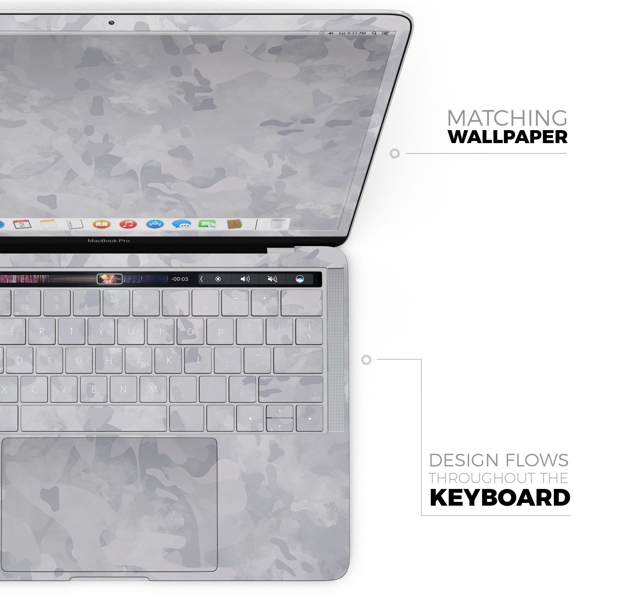 Desert Winter Camouflage V3 skin decal wrap kit for Apple MacBook, showcasing a stylish design and premium vinyl material.