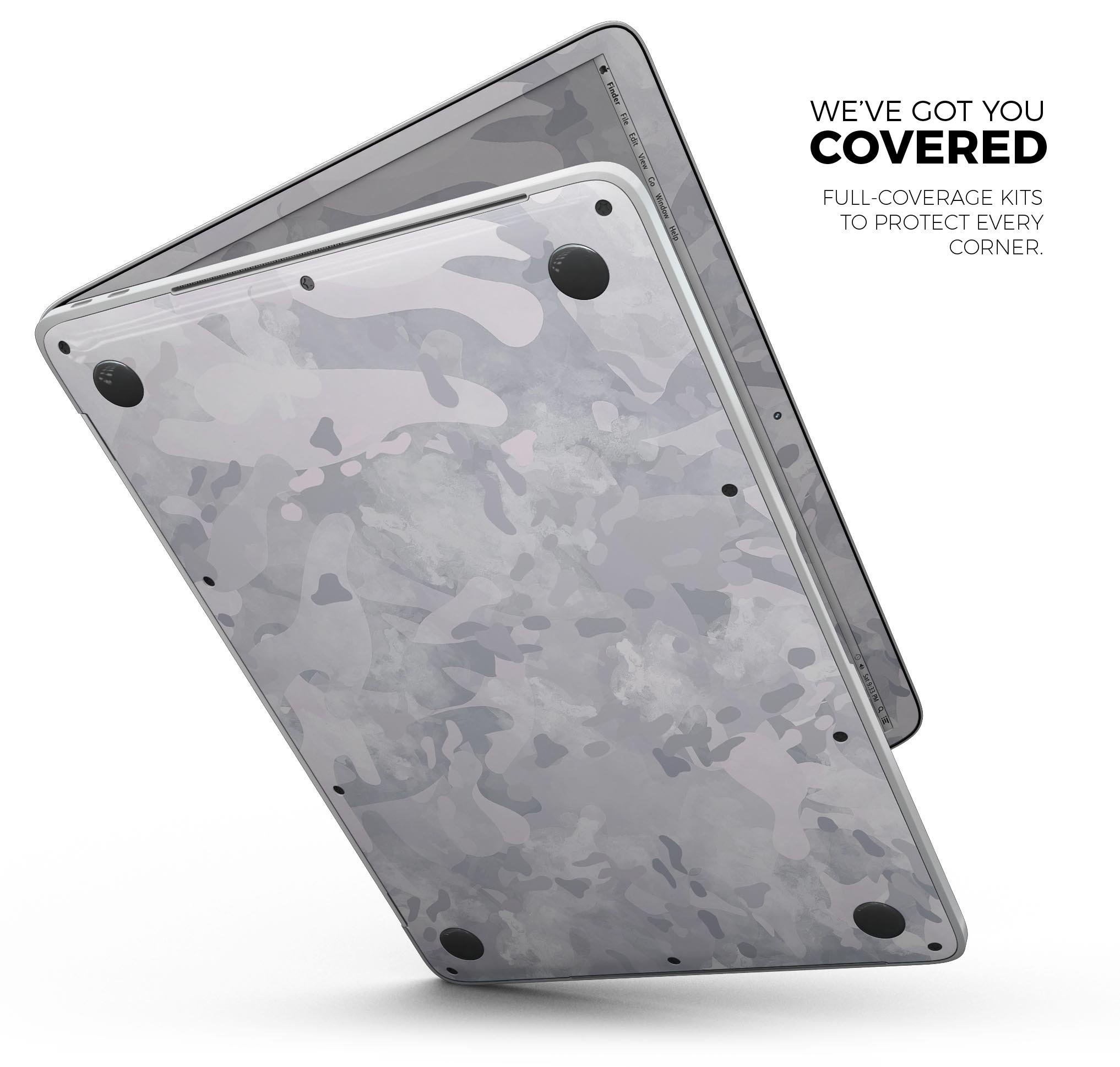 Desert Winter Camouflage V3 skin decal wrap kit for Apple MacBook, showcasing a stylish design and premium vinyl material.