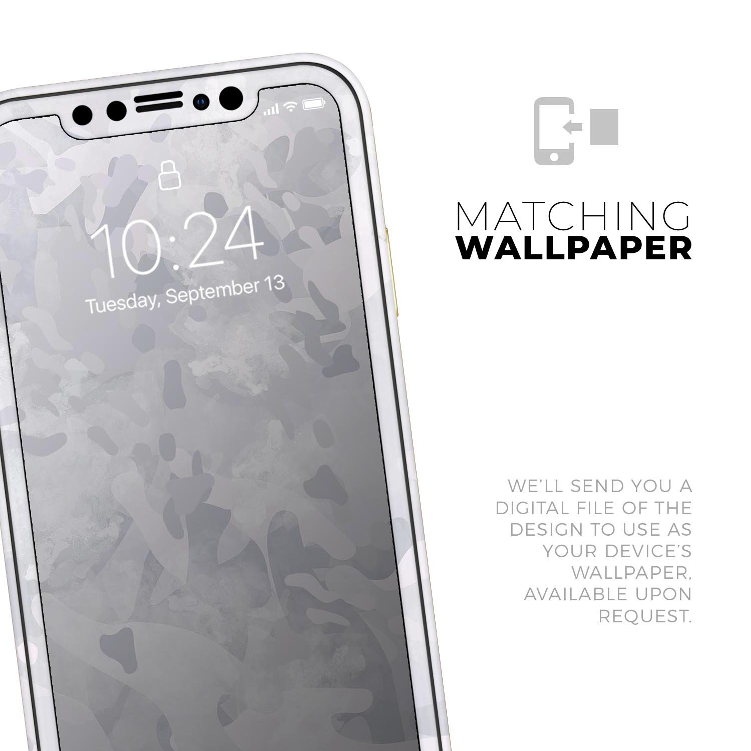 Desert Winter Camouflage V3 Skin-Kit for Apple iPhone, showcasing a stylish camouflage design on a sleek device.