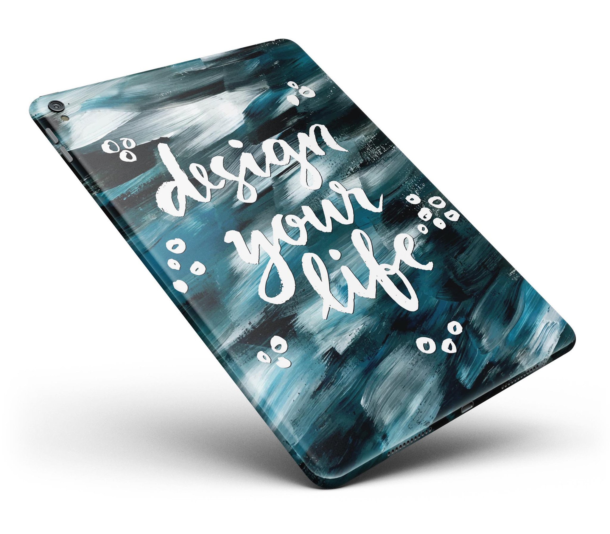 Design Your Life Full Body Skin for iPad Pro, showcasing glossy and matte finishes, designed for 9.7" and 12.9" models.