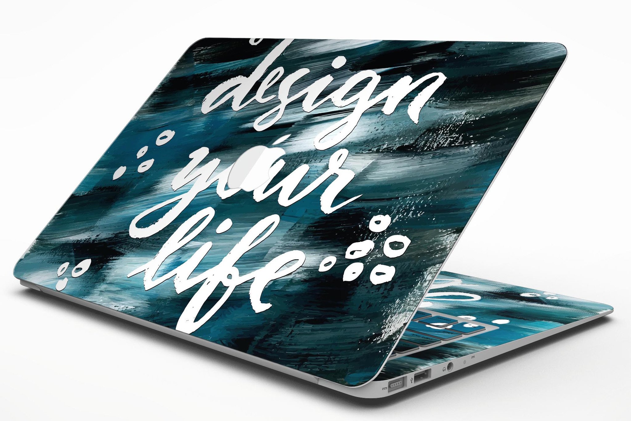 Design your Life MacBook Air Skin Kit showcasing premium vinyl in gloss and matte finishes, designed for protection and style.