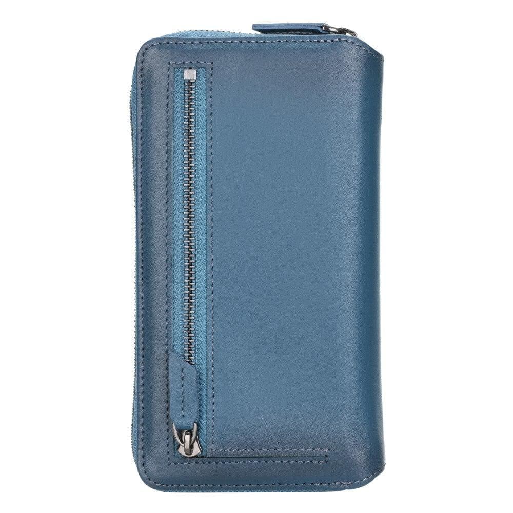 Detachable Leather Zipper Wallet Case for Apple iPhone 12 Series, featuring a sleek design with card slots and a detachable magnetic phone case.