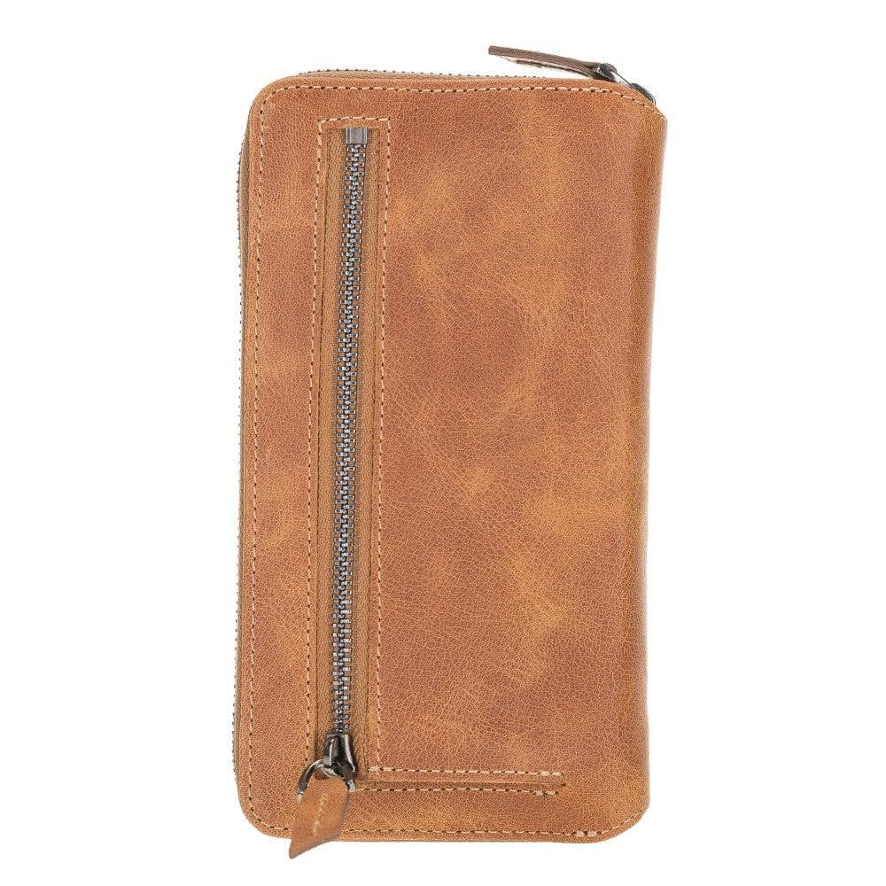 Detachable Leather Zipper Wallet Case for Apple iPhone 12 Series, featuring a sleek design with card slots and a detachable magnetic phone case.