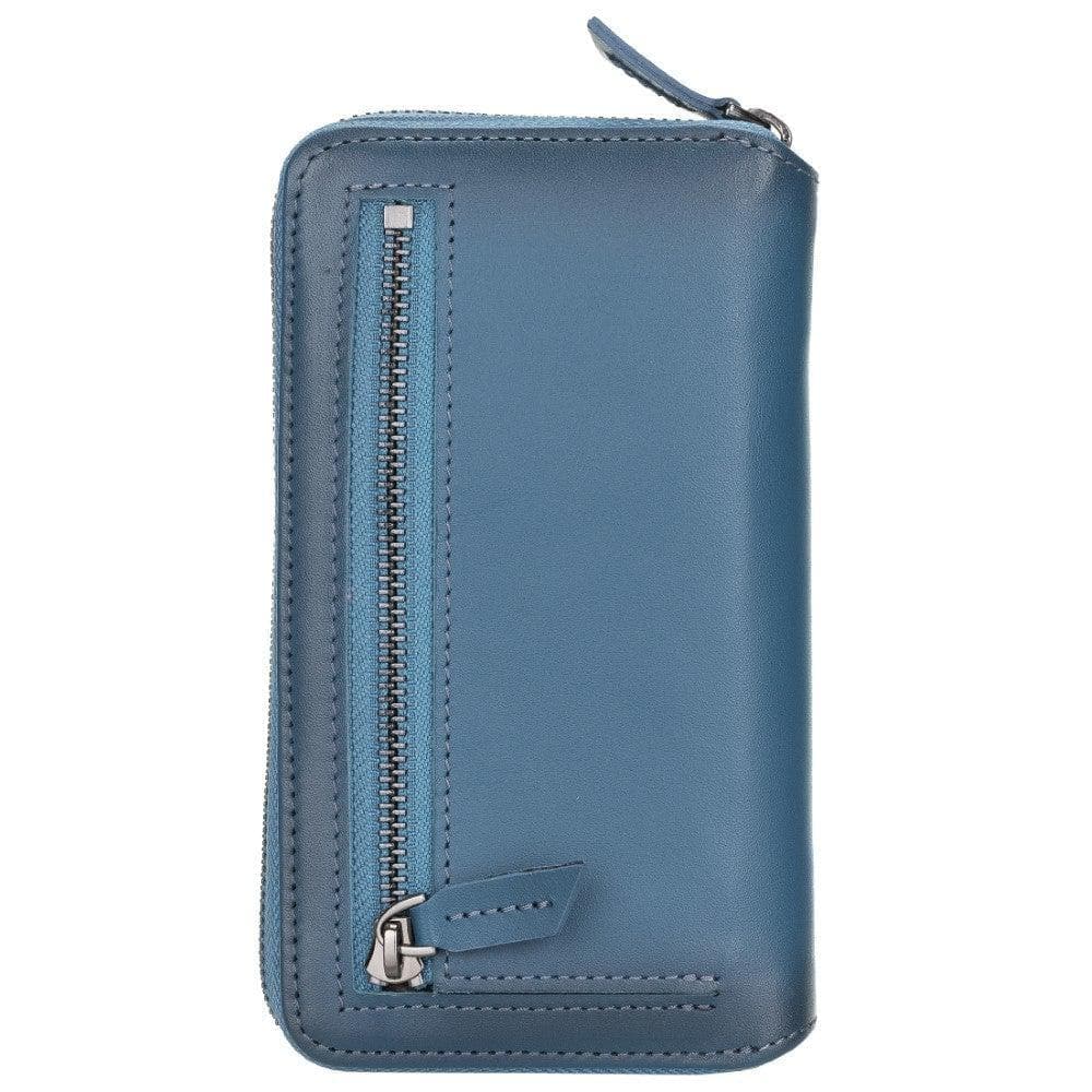 Detachable Leather Zipper Wallet Case for Apple iPhone 12 Series, featuring a sleek design with card slots and a detachable magnetic phone case.