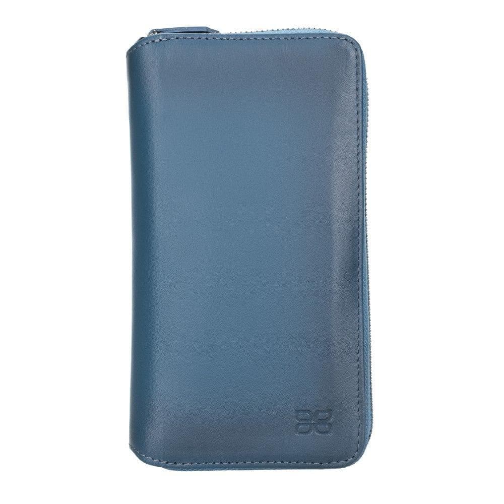 Detachable Leather Zipper Wallet Case for Apple iPhone 12 Series, featuring a sleek design with card slots and a detachable magnetic phone case.