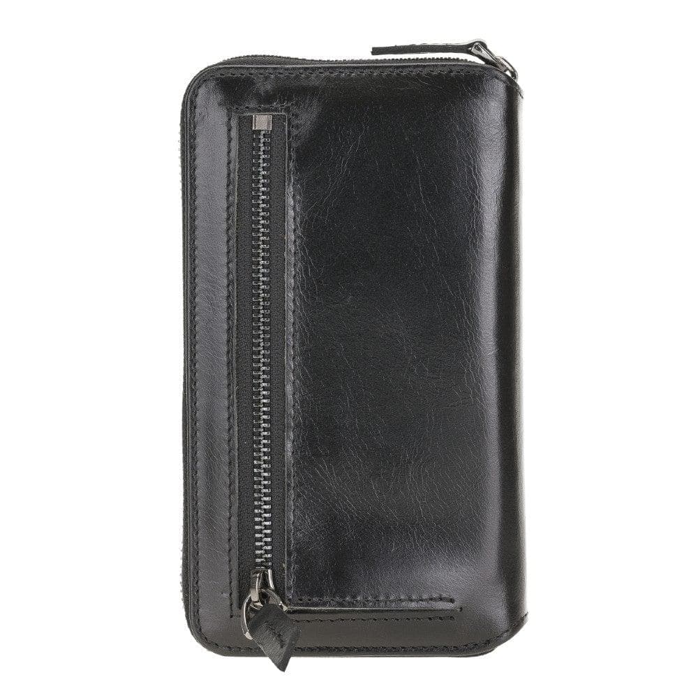 Detachable Leather Zipper Wallet Case for Apple iPhone 12 Series, featuring a sleek design with card slots and a detachable magnetic phone case.