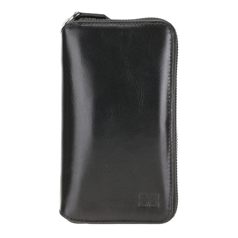 Detachable Leather Zipper Wallet Case for Apple iPhone 12 Series, featuring a sleek design with card slots and a detachable magnetic phone case.