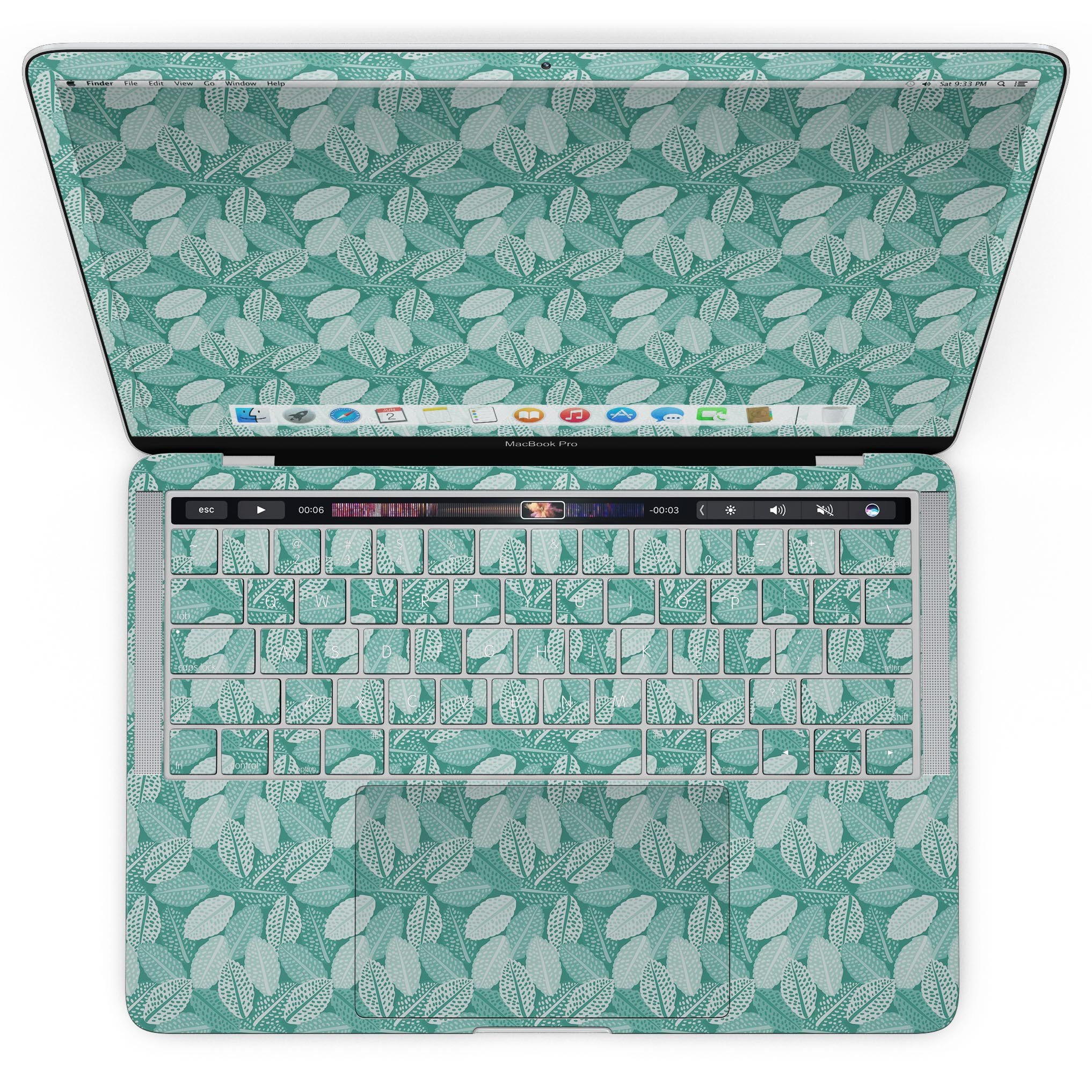 Digital Paper skin featuring a vibrant watermelon cocktail design for MacBook Pro with Touch Bar, showcasing its stylish and protective features.