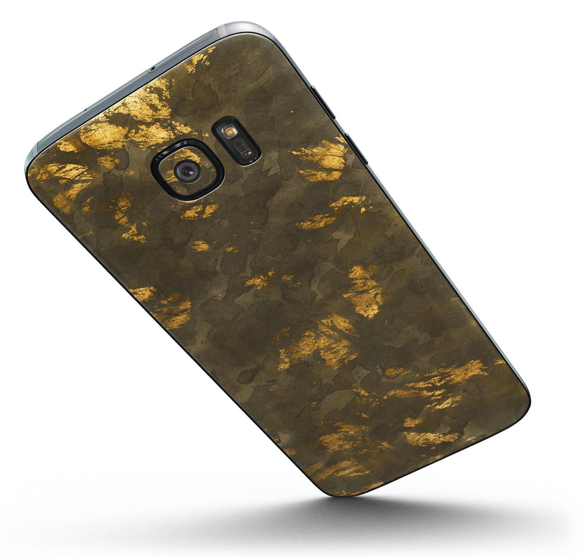 Dirt Covered Golden Plate Skin-Kit for Samsung Galaxy S7/S7 Edge, showcasing a stylish design with full-body coverage.