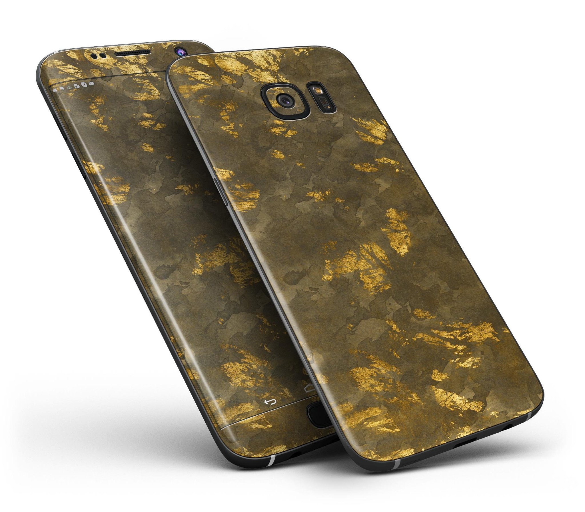 Dirt Covered Golden Plate Skin-Kit for Samsung Galaxy S7/S7 Edge, showcasing a stylish design with full-body coverage.