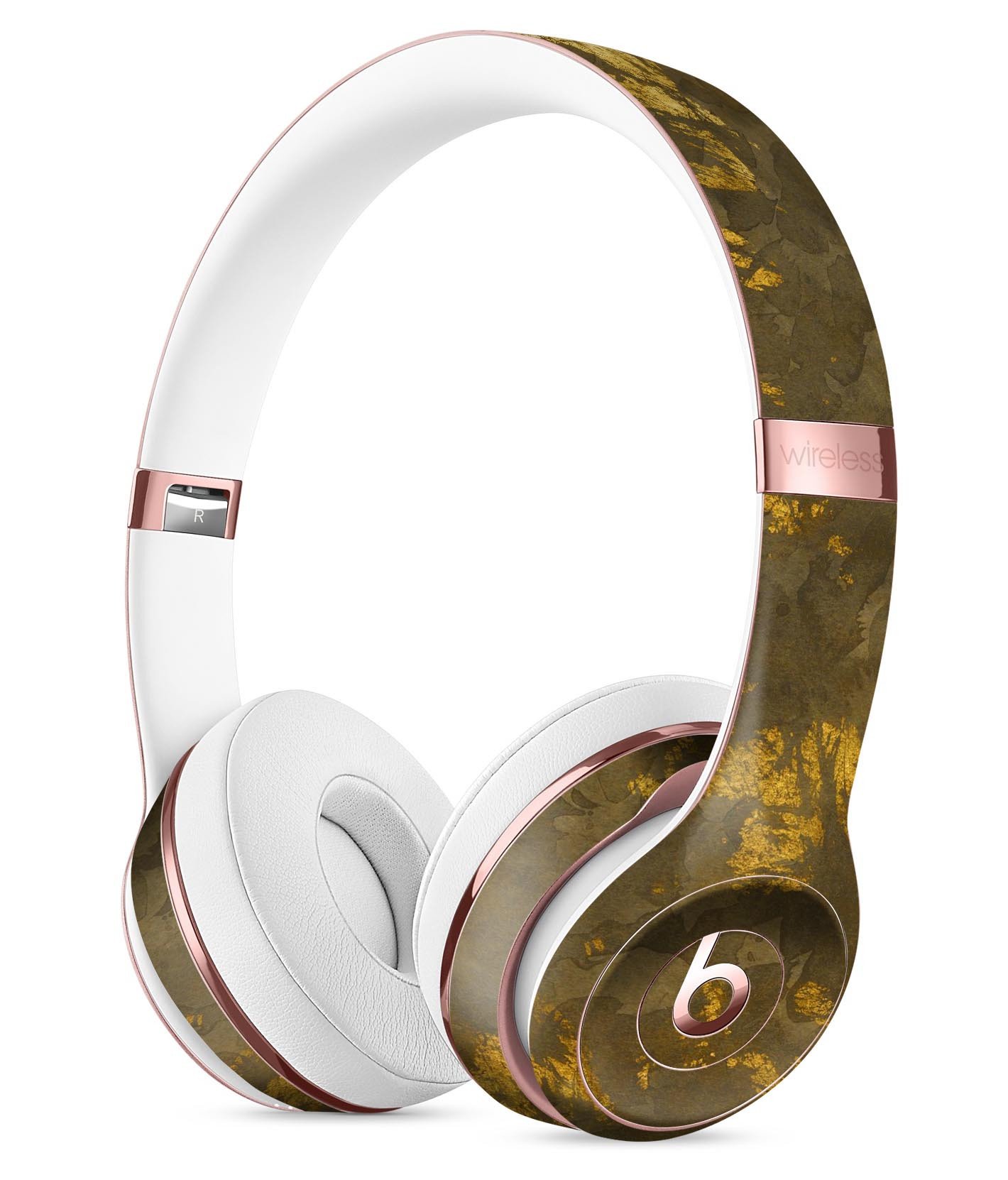 Dirt Covered Golden Plate Skin Kit for Beats by Dre Solo 3 Wireless Headphones, showcasing a stylish design and premium vinyl material.